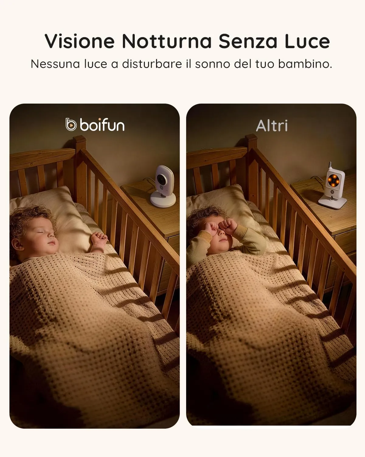 BOIFUN Baby Monitor Video con Telecamera, Senza Wi-Fi, Schermo IPS 4", Zoom 5X, Rilevamento del Suono, Modalità VOX - immagine 3