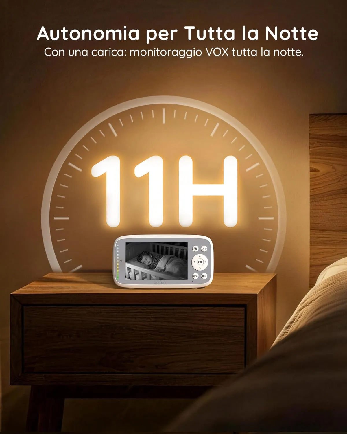 BOIFUN Baby Monitor Video con Telecamera, Senza Wi-Fi, Schermo IPS 4", Zoom 5X, Rilevamento del Suono, Modalità VOX - immagine 9