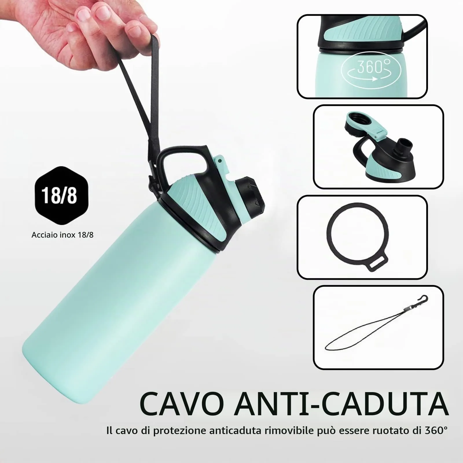 Fjbottle Borraccia Termica in Acciaio Inox Senza BPA, 1L - immagine 3