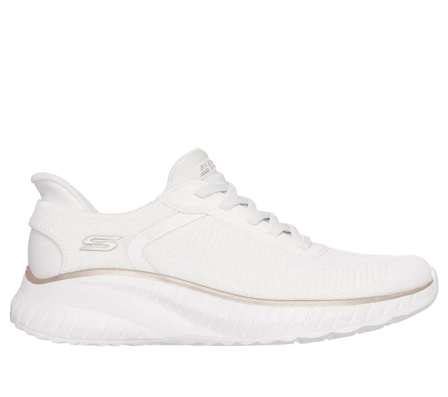 Skechers Donna Bobs Squad Chaos Current Muse Slip-In, White/Gold Textile, 37 EU - immagine 4