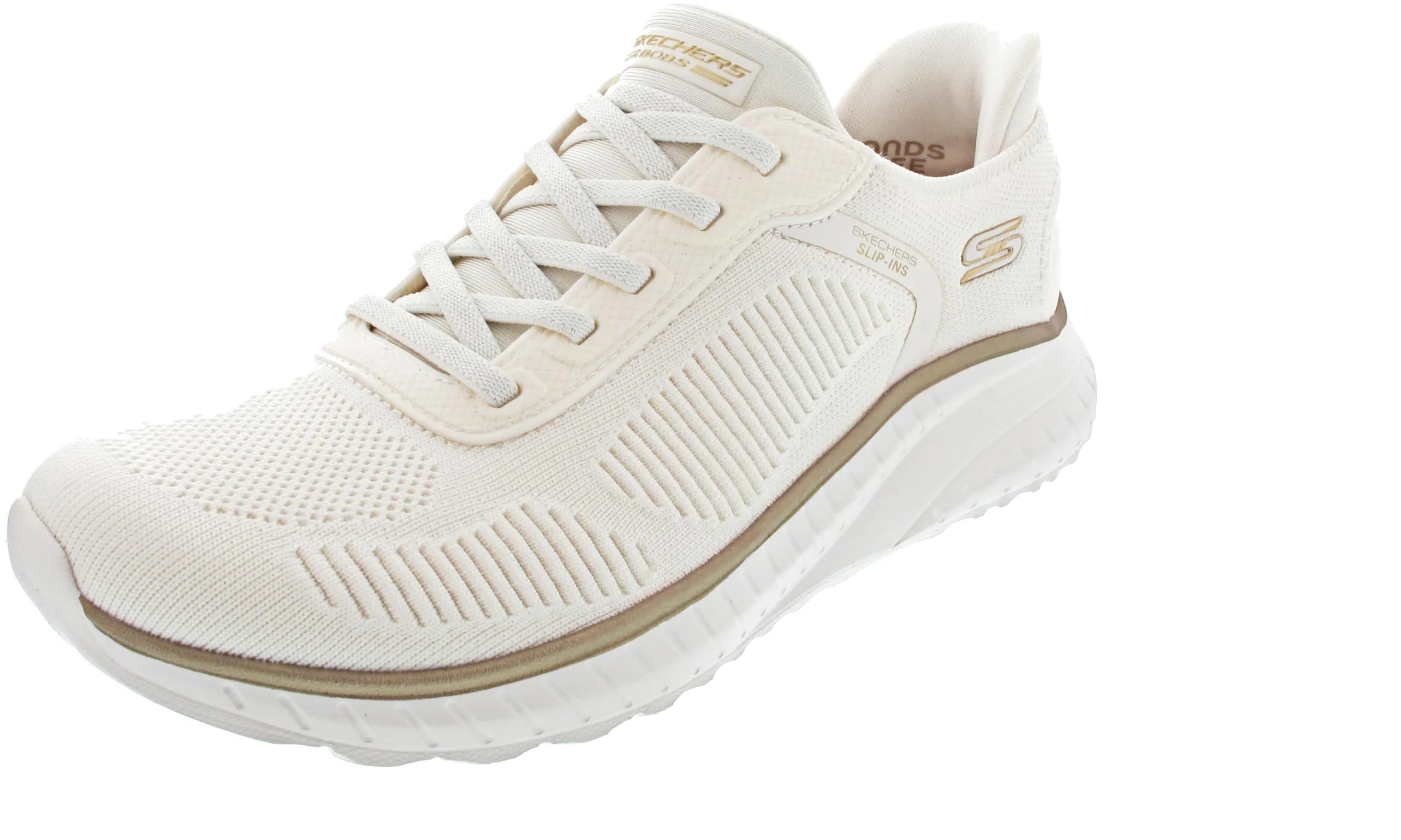 Skechers Donna Bobs Squad Chaos Current Muse Slip-In, White/Gold Textile, 37 EU - immagine 5