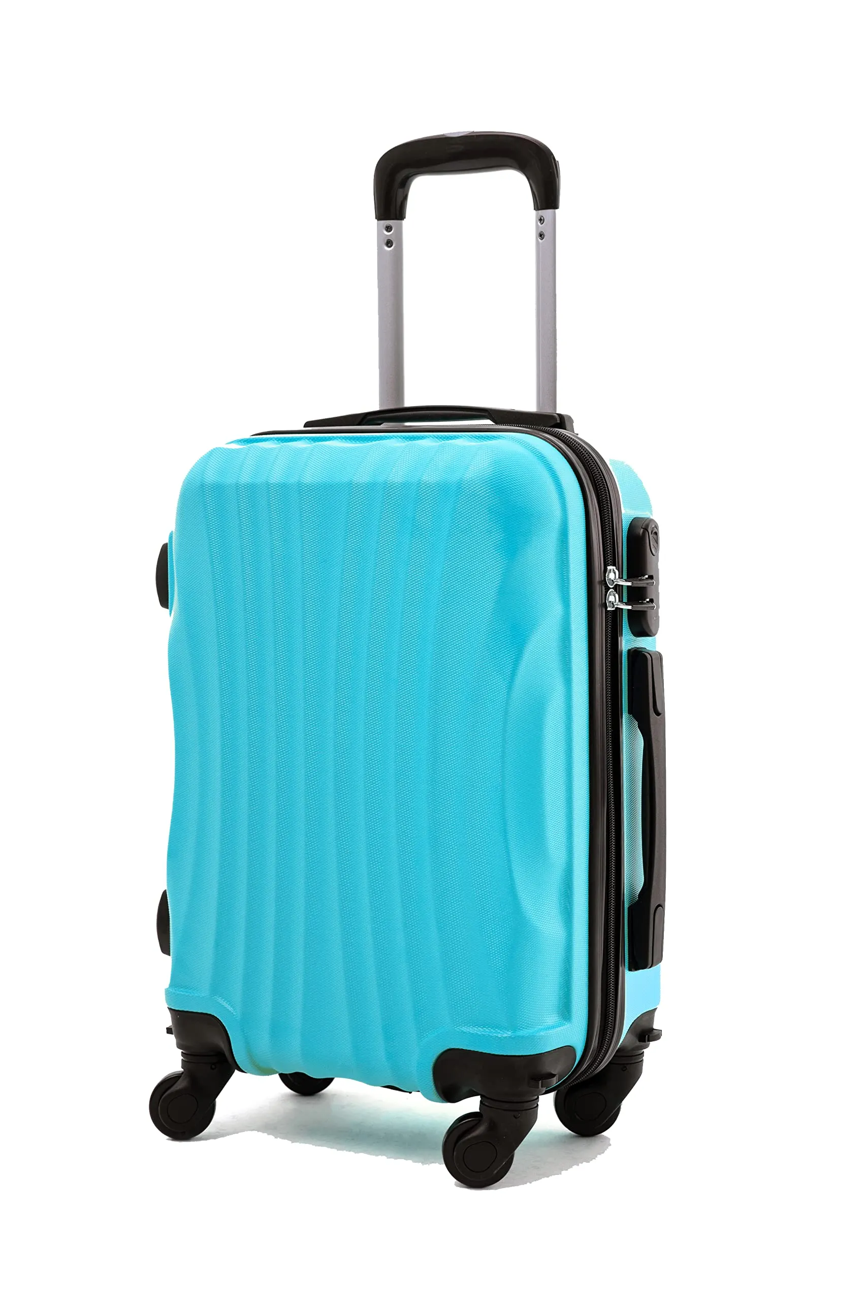 R.Leone Trolley Valigia Bagaglio a Mano in ABS 2037MAX, 60x40x20 cm (55x40x20 cm senza ruote), 4 Ruote Rimovibili, Celeste - immagine 1