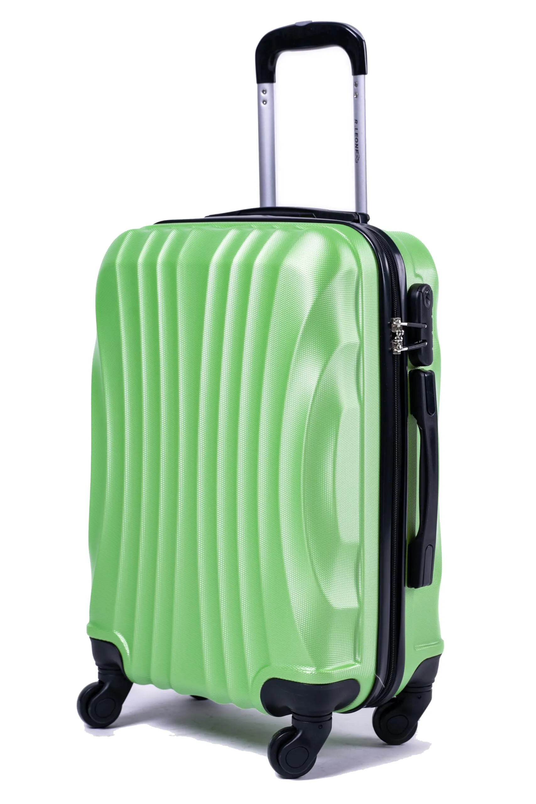 R.Leone Valigia Bagaglio a Mano Trolley in ABS 2037MAX con 4 Ruote Rimovibili, 60x40x20 cm (55x40x20 cm senza ruote), Verde - immagine 1