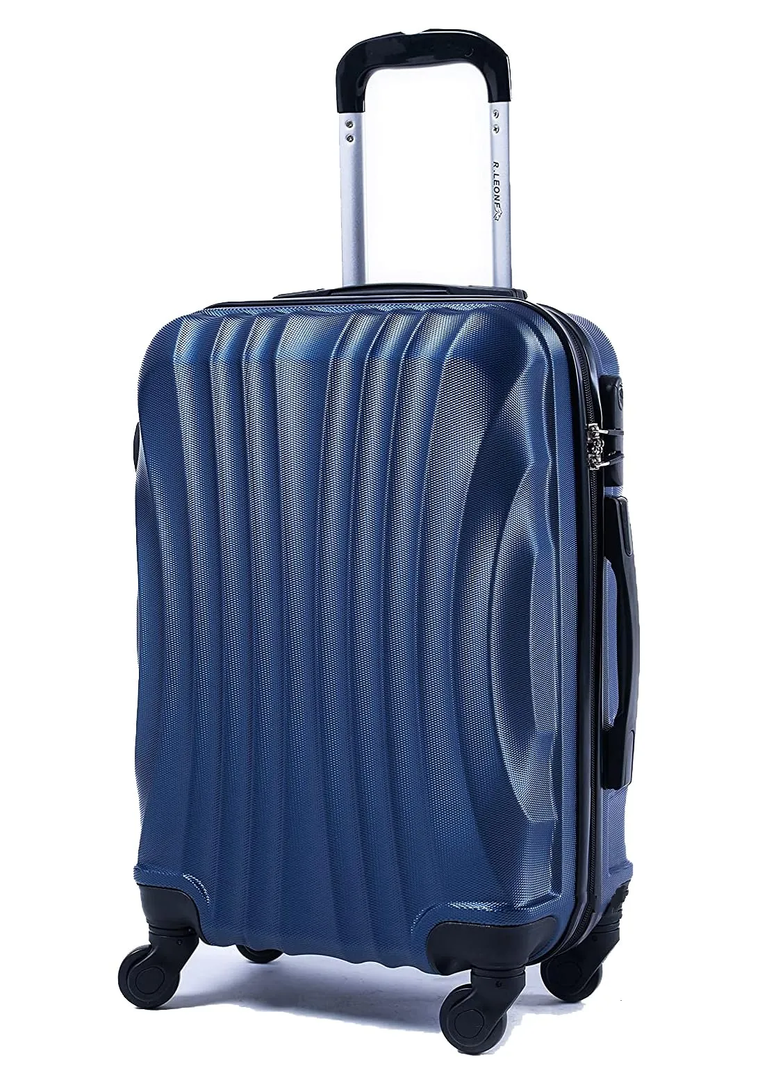 R.Leone Trolley in ABS 2037MAX Bagaglio a Mano con 4 Ruote Rimovibili 60x40x20 cm (55x40x20 cm senza ruote), Blu - immagine 1