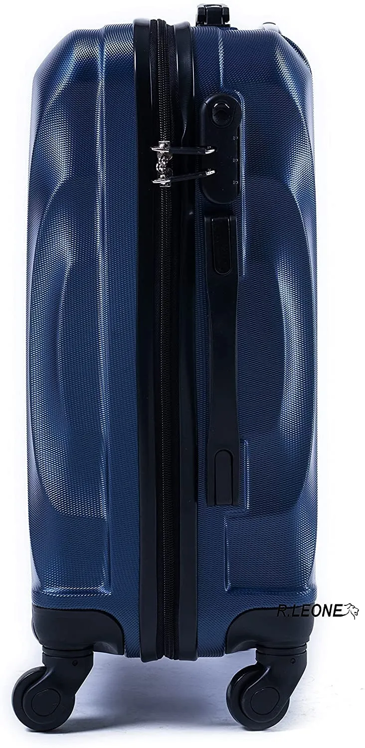 R.Leone Trolley in ABS 2037MAX Bagaglio a Mano con 4 Ruote Rimovibili 60x40x20 cm (55x40x20 cm senza ruote), Blu - immagine 5