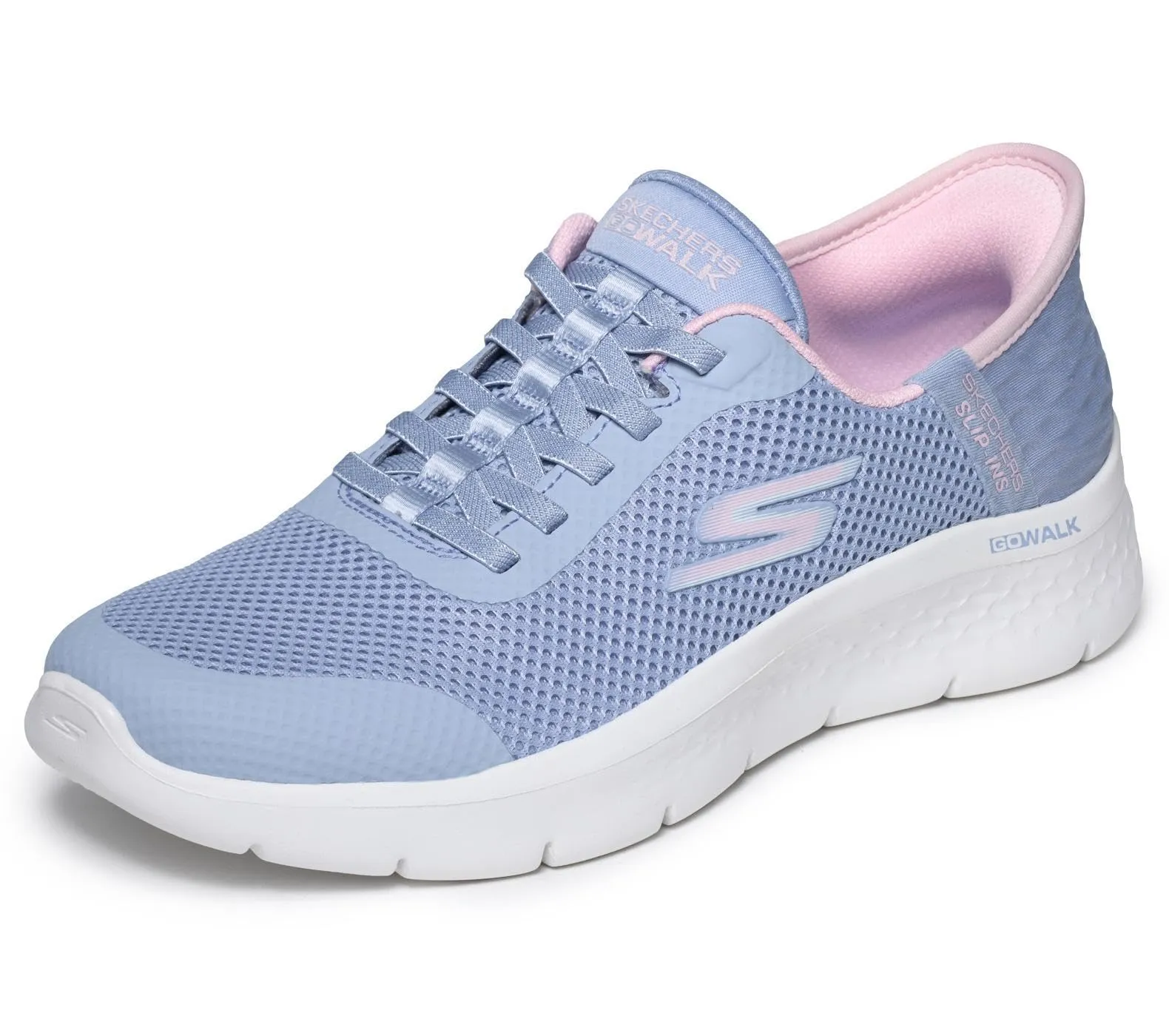 Skechers Go Walk Flex Grand Entry Trainers, Periwinkle Textile/Pink Trim, 39.5 EU - immagine 1