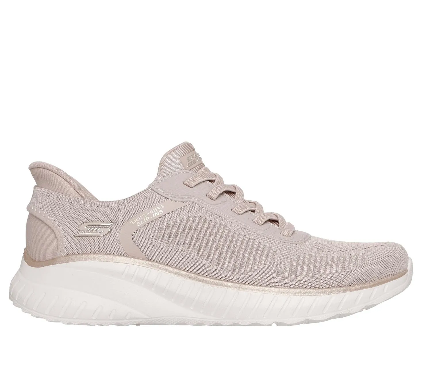 Skechers Women's Bobs Squad Chaos Current Muse Slip-in Sneakers, Natural/Gold Textile, 41 EU - immagine 4