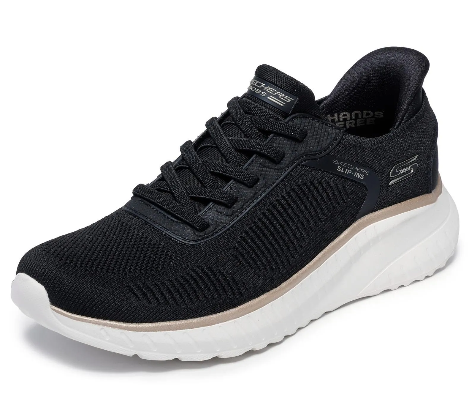Skechers Women's Bob's Squad Chaos Current Muse Slip-In, Black/Gold Textile, 39.5 EU - immagine 1