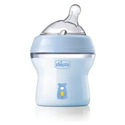Chicco Natural Feeling Biberon Anticolica 0 Mesi+, 150 ml, Flusso Lento, Azzurro - immagine 1