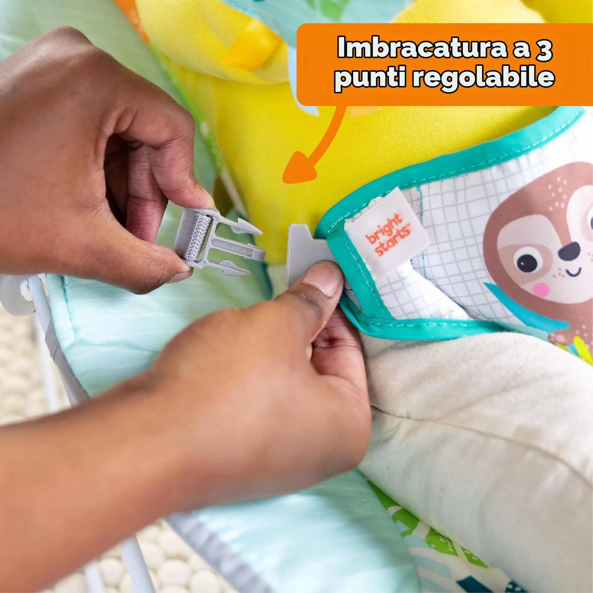 Bright Starts Wild Wonders Sdraietta Neonato con Vibrazioni e Barra Gioco, 0-6 Mesi - immagine 5