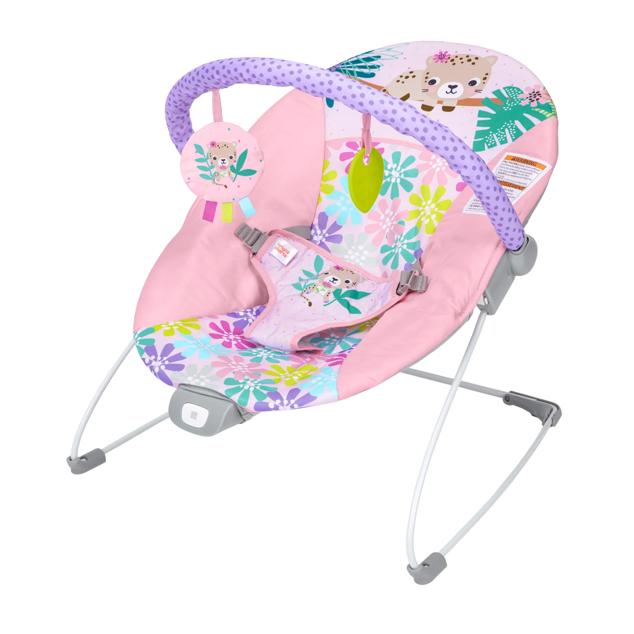 Bright Starts Wildflower Wonders Sdraietta Rosa con Vibrazioni e Barra Gioco, 0-6 Mesi - immagine 1