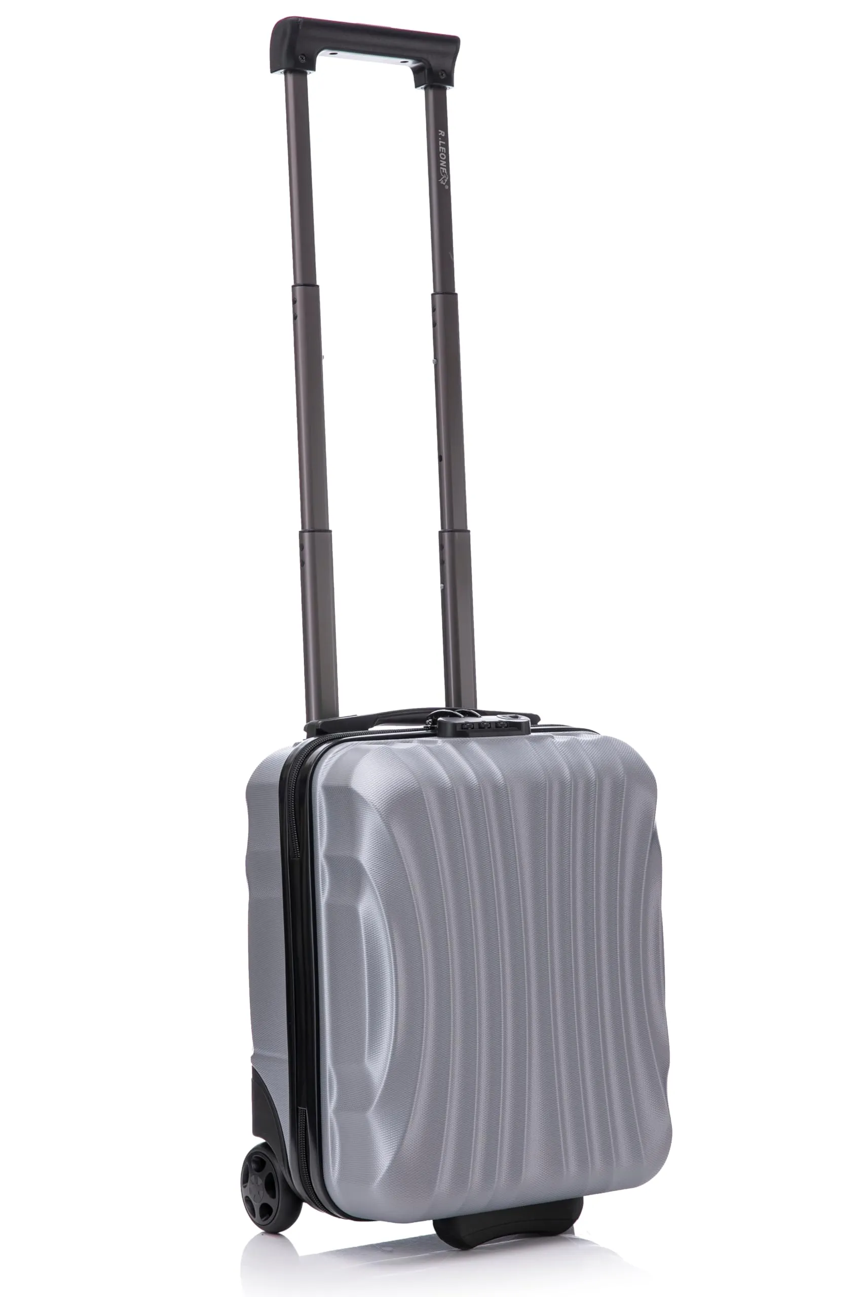 R.Leone Trolley Bagaglio a Mano 40x30x20cm in ABS 2 Ruote 20374FR Argento - immagine 1
