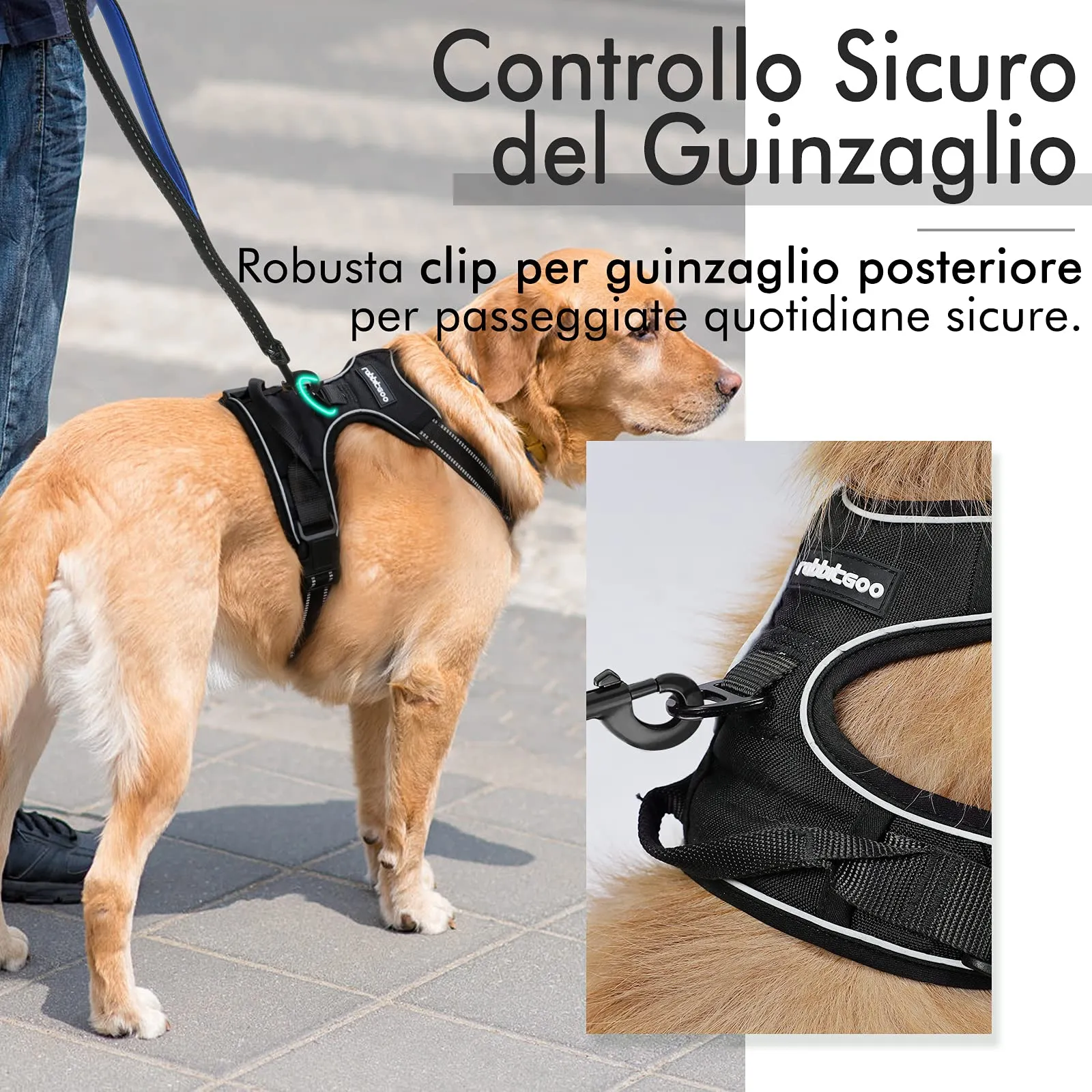 rabbitgoo Pettorina Regolabile e Riflettente per Cane, Taglia S, Nero - immagine 6