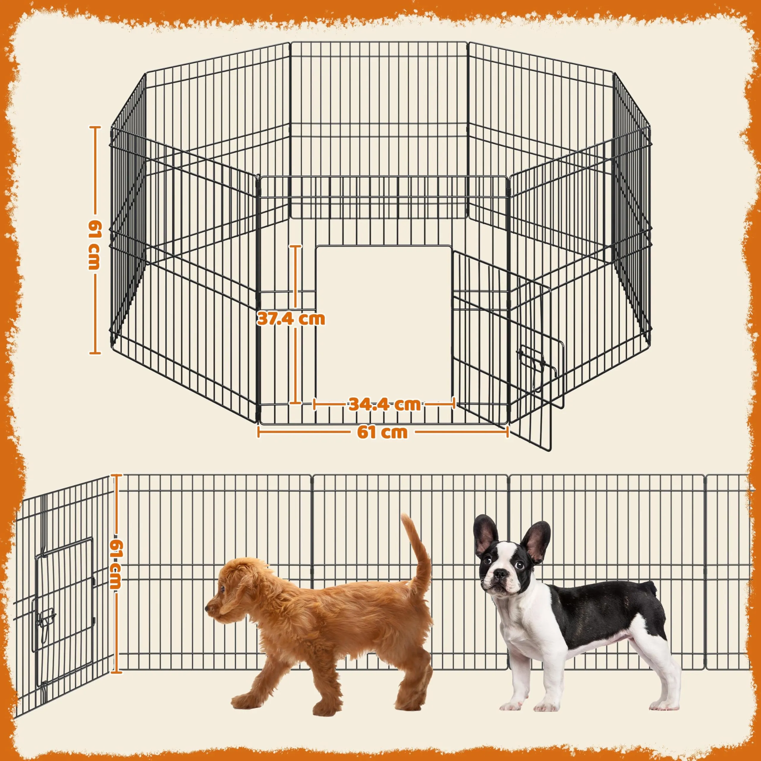 Yaheetech Recinto per Cani da Interno Pieghevole, 8 Pannelli 61 x 61 cm, Nero - immagine 4