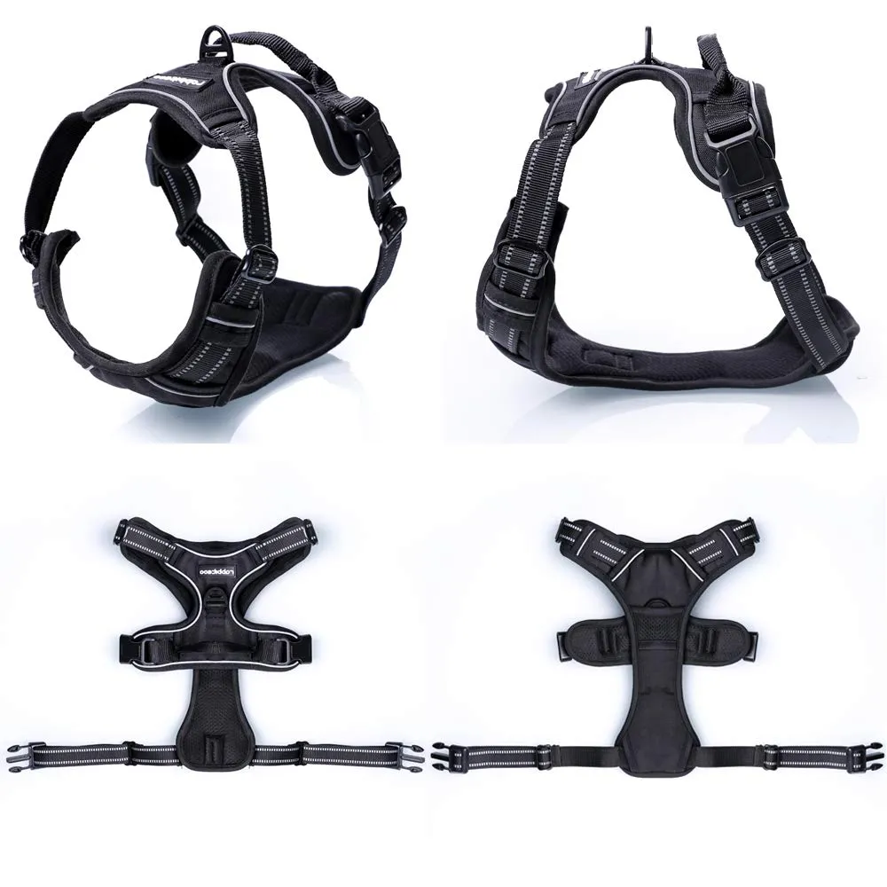 rabbitgoo Pettorina Cane ad H Regolabile Anti Tiro Riflettente e Traspirante, Nero, XL - immagine 8