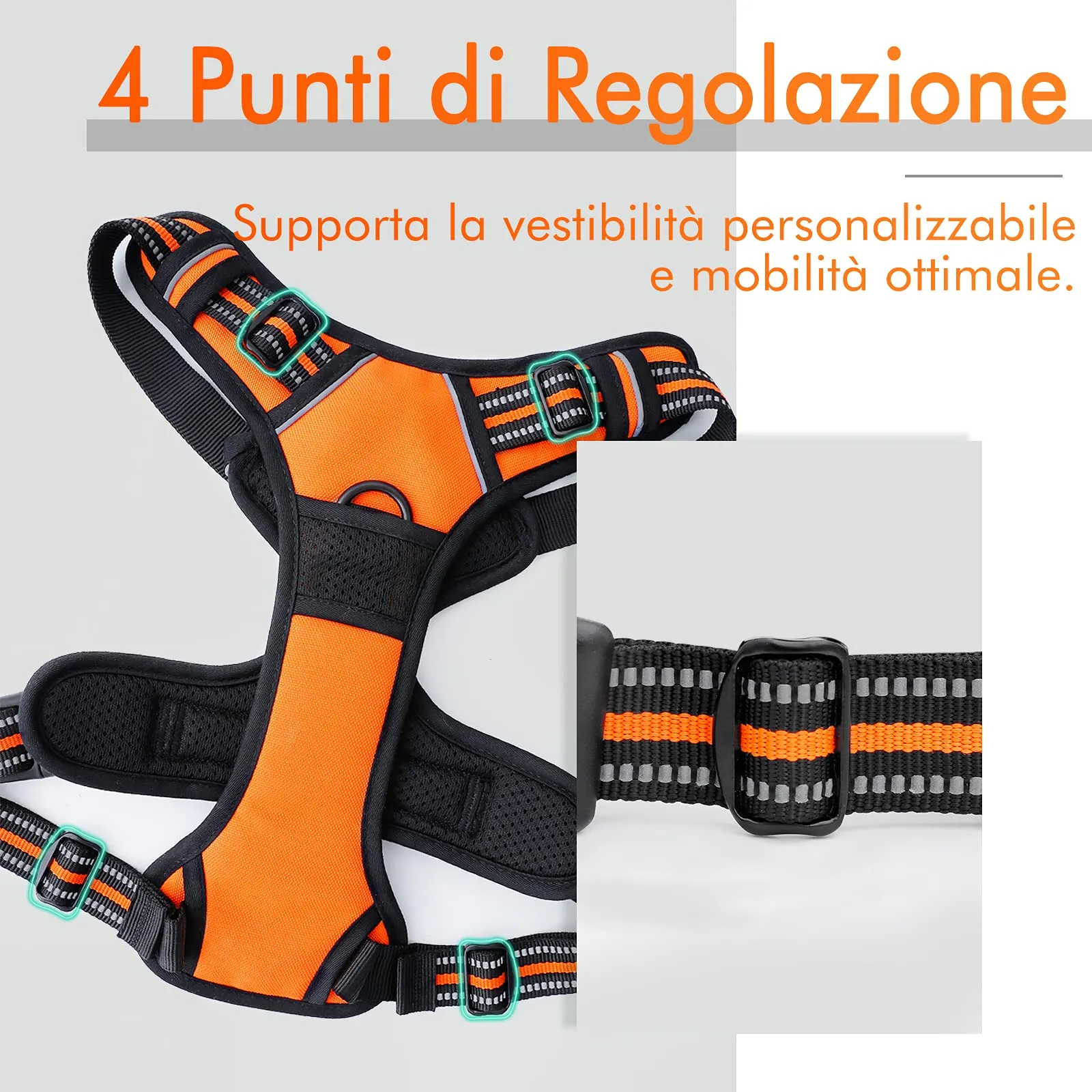 rabbitgoo Pettorina Cane ad H Regolabile Anti Tiro Riflettente, Arancio, L - immagine 6