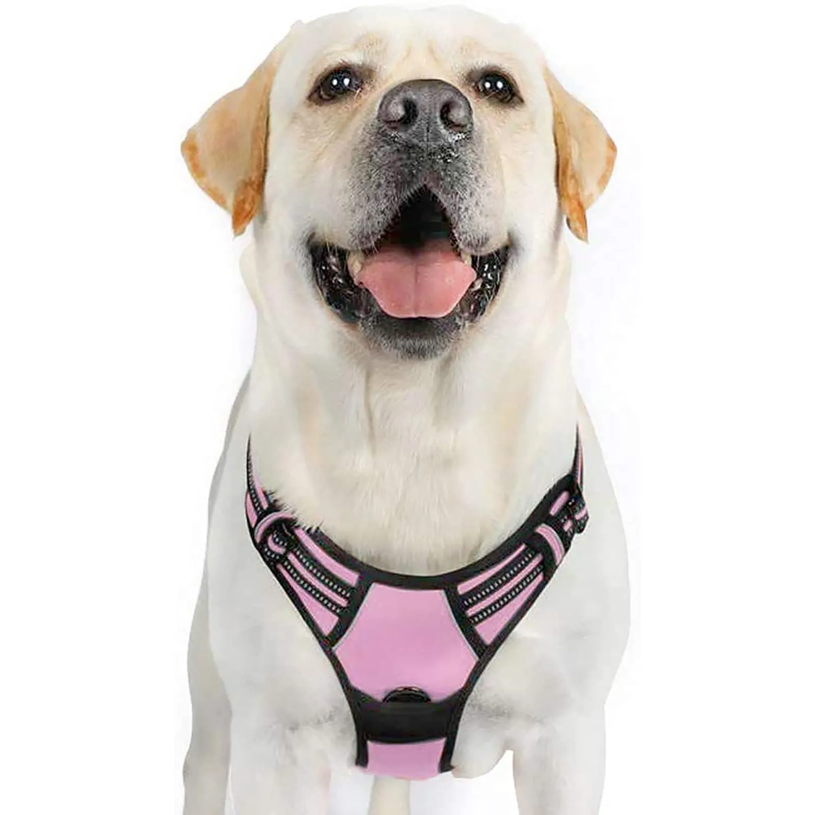rabbitgoo Pettorina Cane ad H Regolabile Anti Tiro Riflettente, Rosa, XL - immagine 1