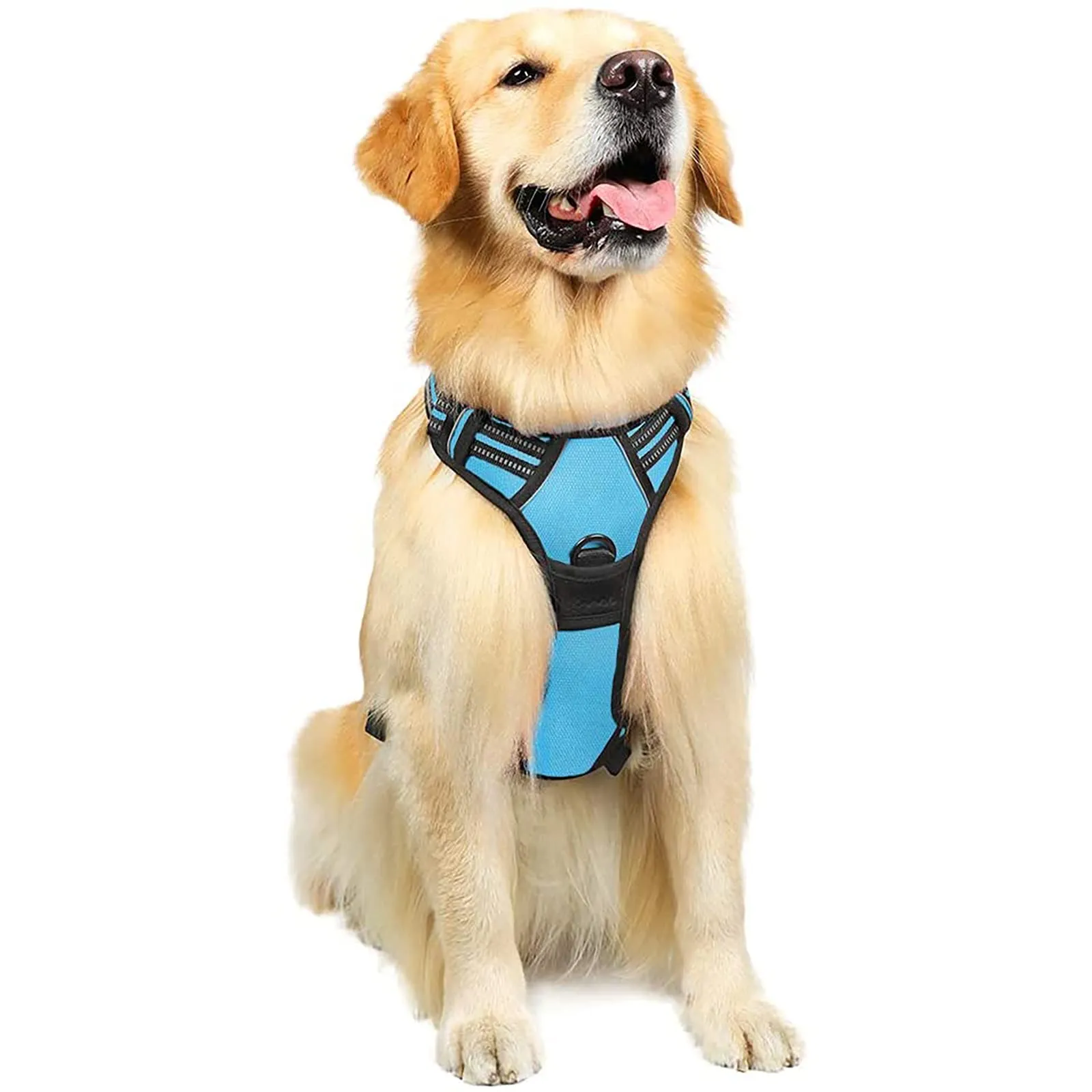 rabbitgoo Pettorina Cane ad H Regolabile Anti Tiro Riflettente, Blu Chiaro, L - immagine 1