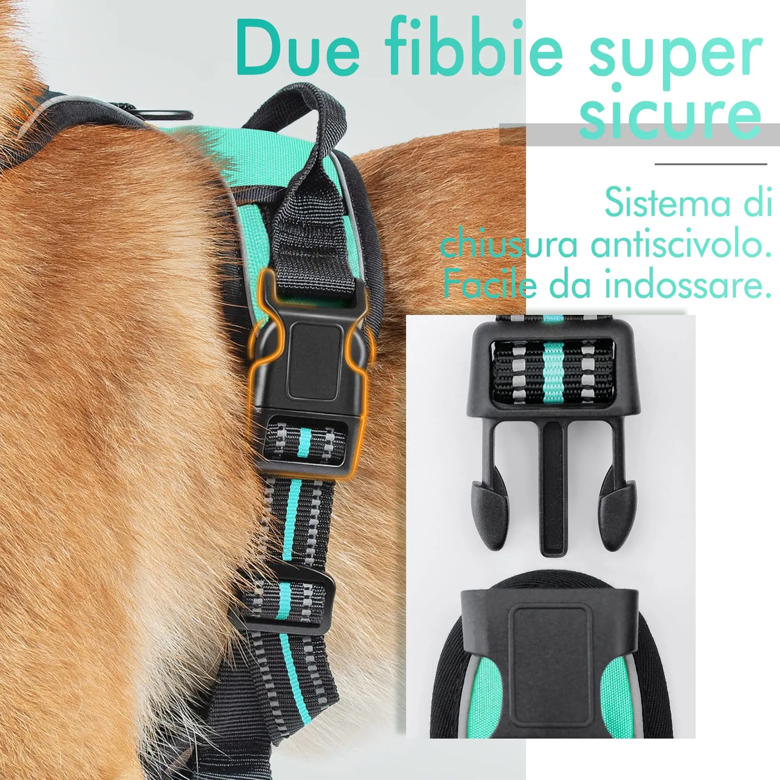 rabbitgoo Pettorina Cane ad H Regolabile Anti Tiro Riflettente, Menta Verde, XL - immagine 6