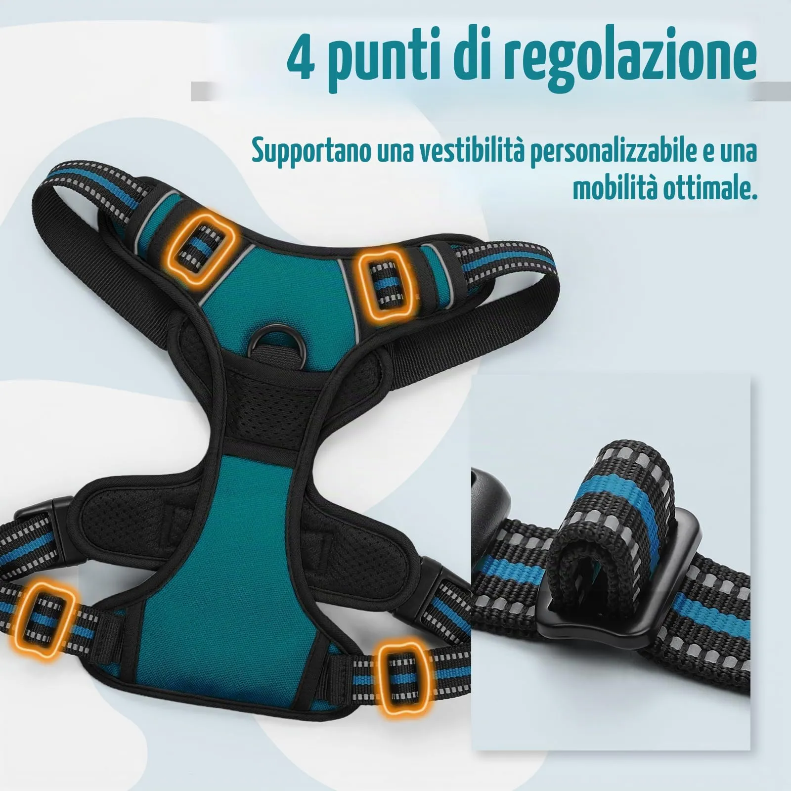rabbitgoo Pettorina Cane ad H Regolabile Anti Tiro Riflettente, Verde Scuro, XL - immagine 5