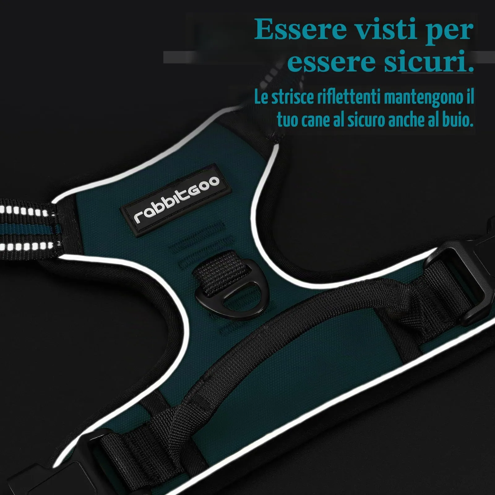 rabbitgoo Pettorina Cane ad H Regolabile Anti Tiro Riflettente, Verde Scuro, XL - immagine 8