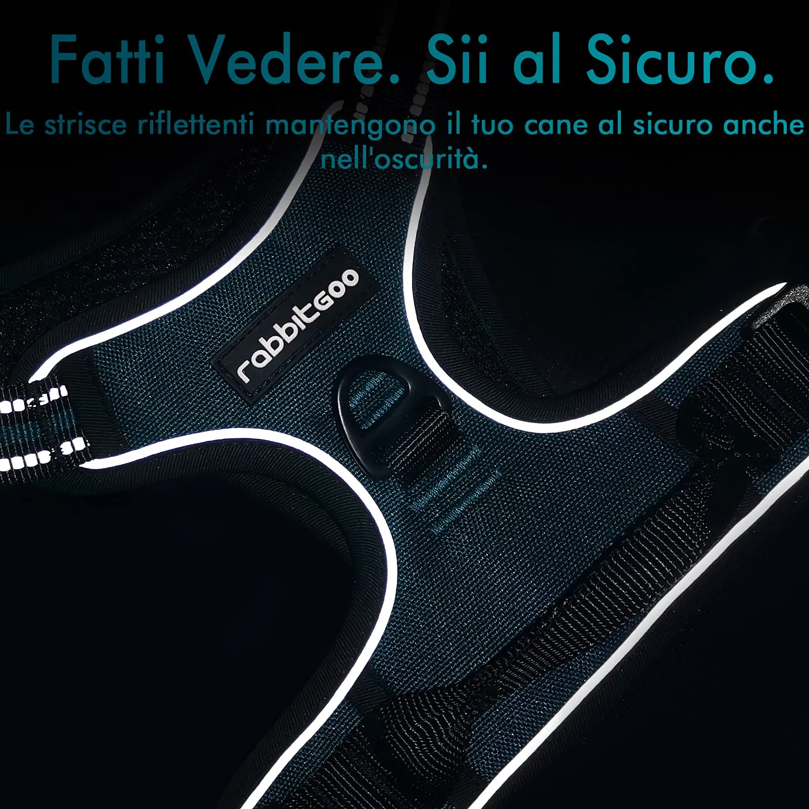 rabbitgoo Pettorina Cane ad h Regolabile Anti Tiro Riflettente, Verde Scuro, M - immagine 7