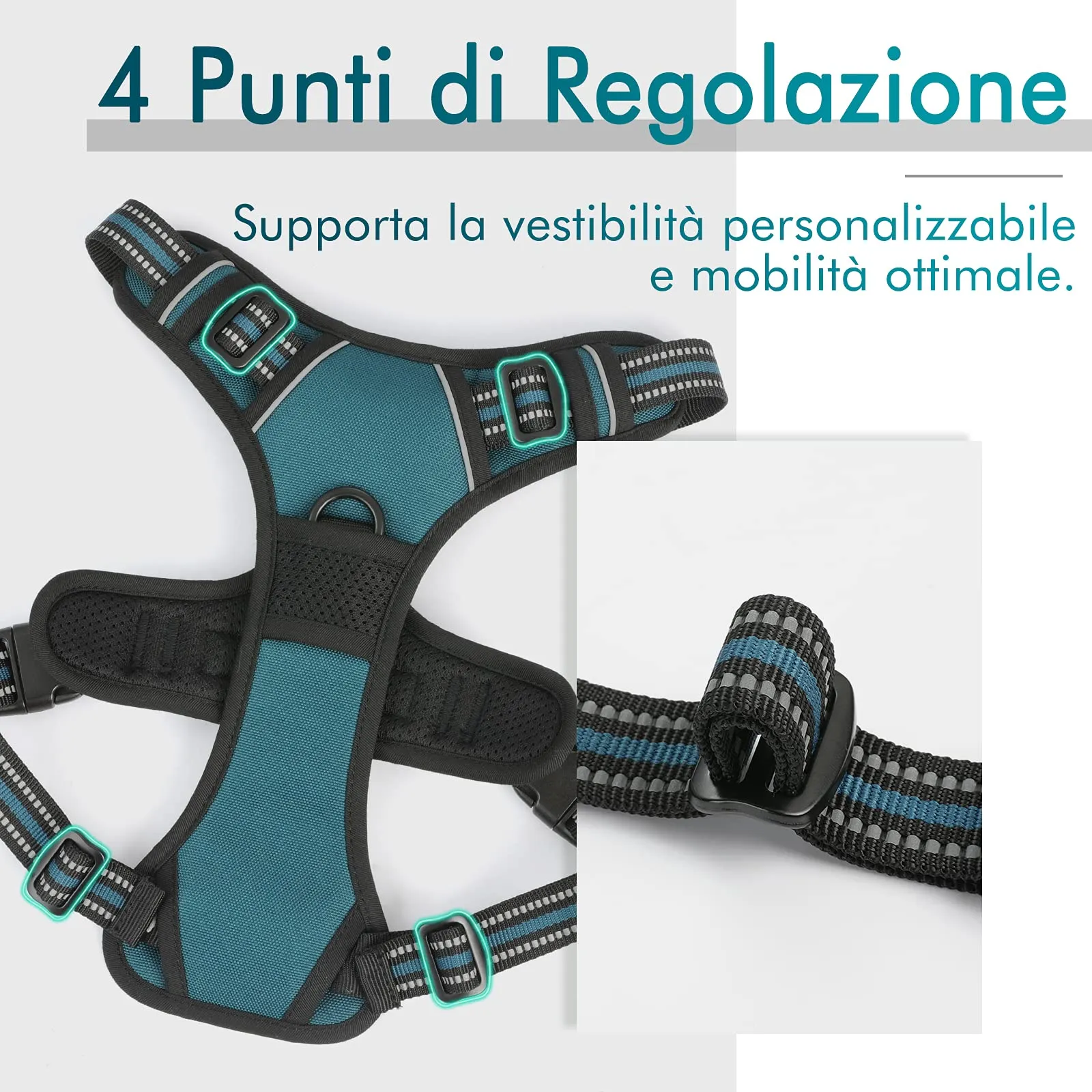 rabbitgoo Pettorina Cane ad H Regolabile, Anti Tiro e Riflettente, Verde Scuro, S - immagine 4