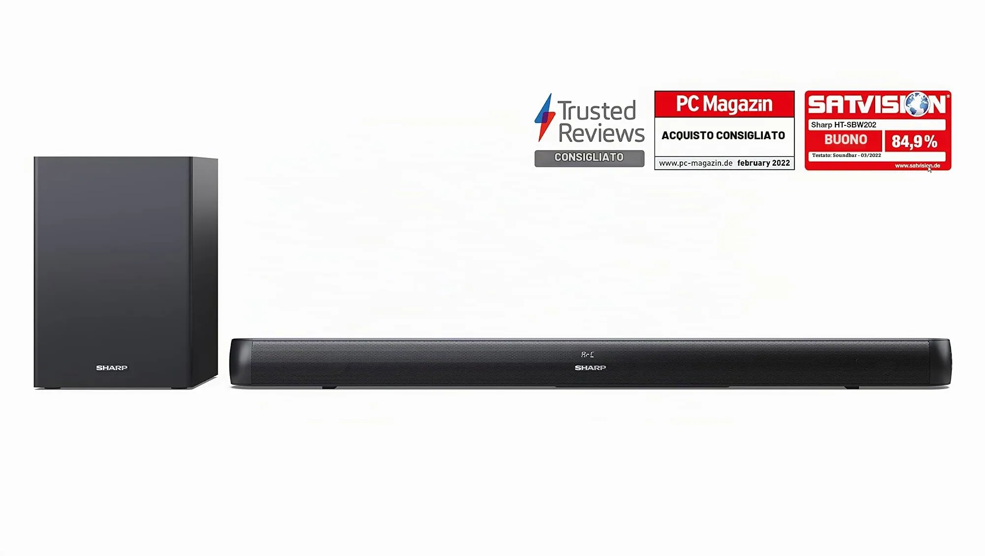 Sharp HT-SBW182 2.1 Soundbar with Wireless Subwoofer, Bluetooth, HDMI ARC, Optical, AUX, 160W - immagine 3
