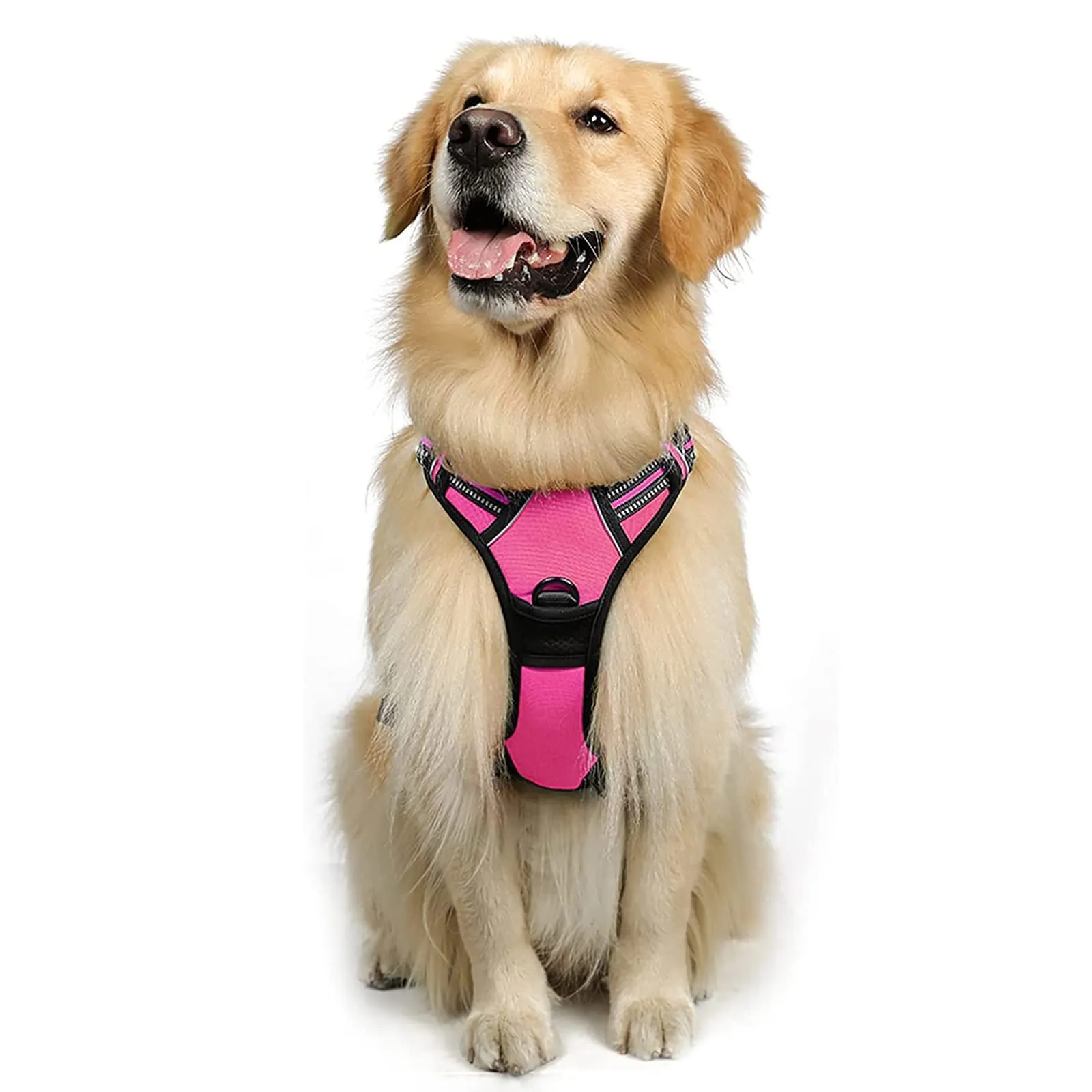 rabbitgoo Pettorina Cane ad H Regolabile Anti Tiro Riflettente, Rosa Rosso, XL - immagine 1
