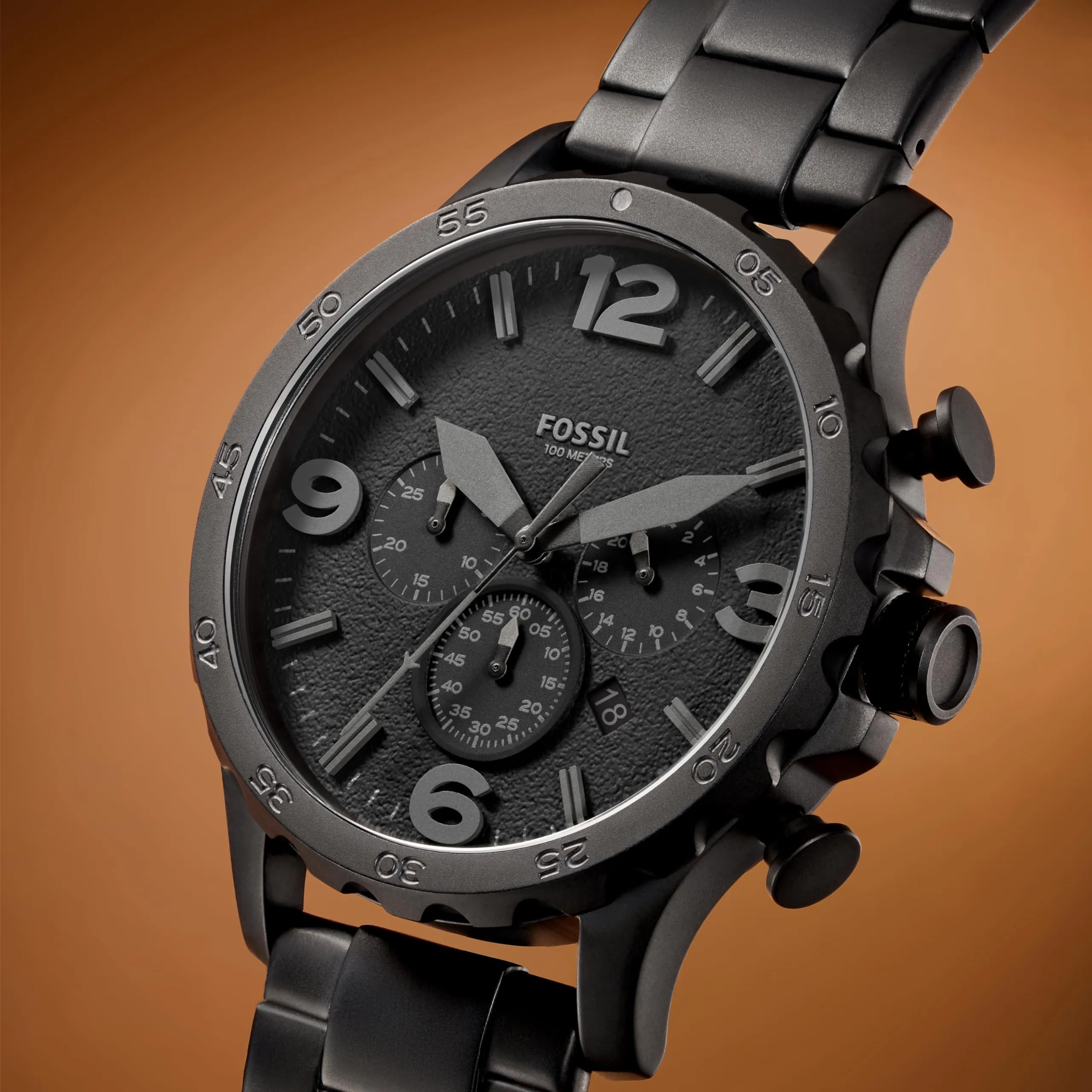 Fossil JR1401 Orologio Cronografo in Acciaio Inossidabile Grigio Scuro, 50mm - immagine 4