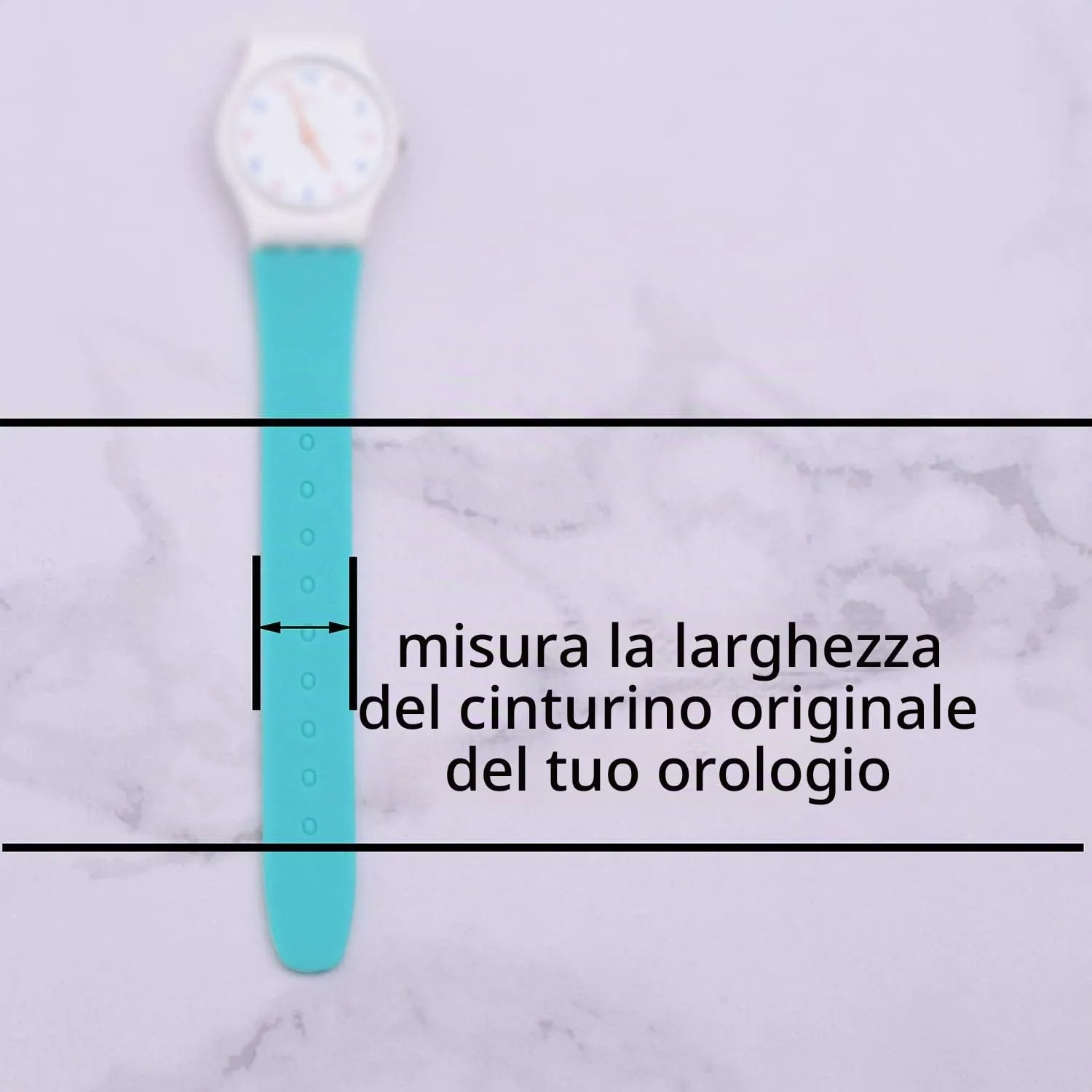 GreenOlive Cinturino di ricambio in gomma siliconica impermeabile per Swatch, Nero, 20mm x 17mm - immagine 6