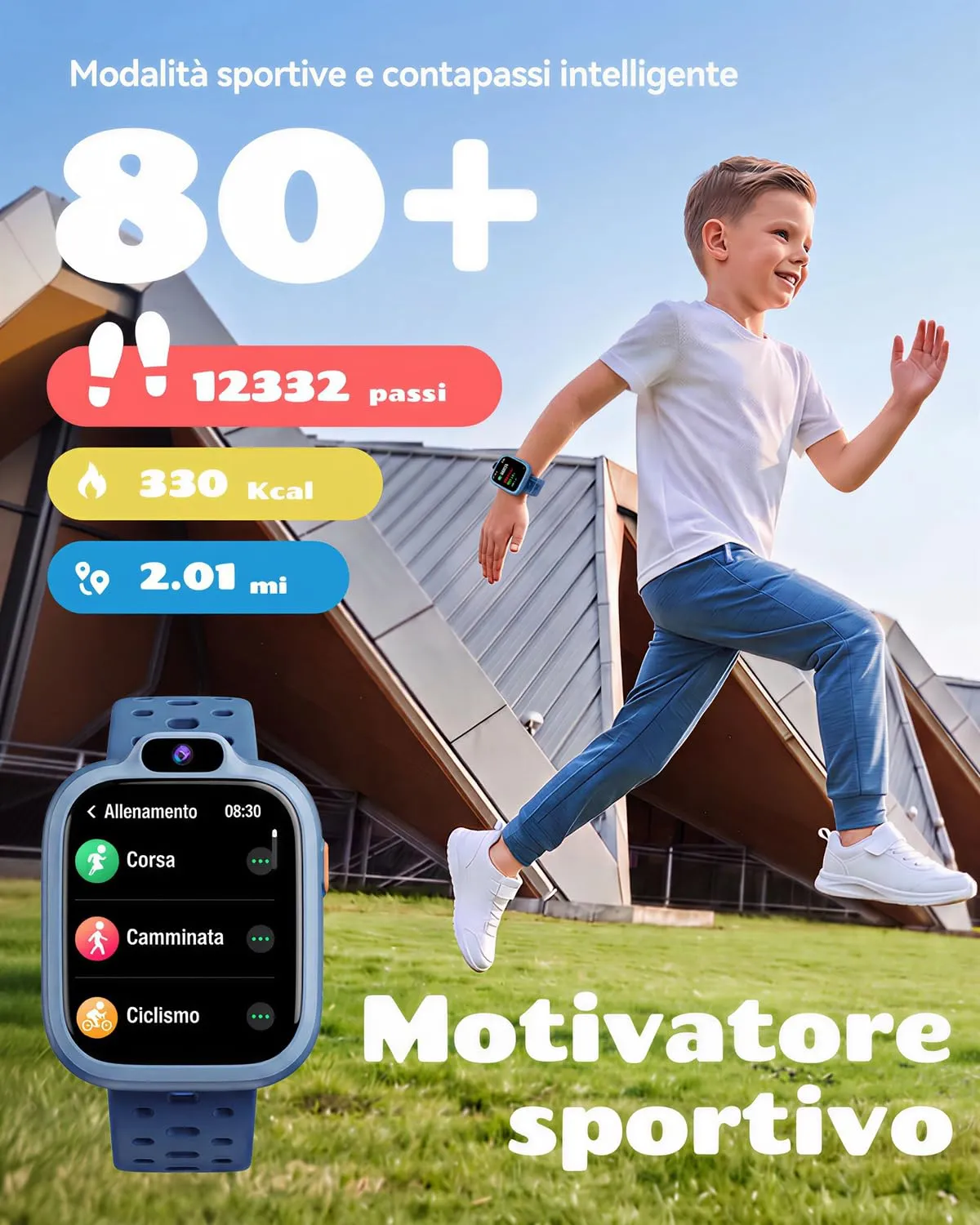 BIGGERFIVE Smartwatch for Kids 3-14, 1.8" Fitness Tracker - immagine 3