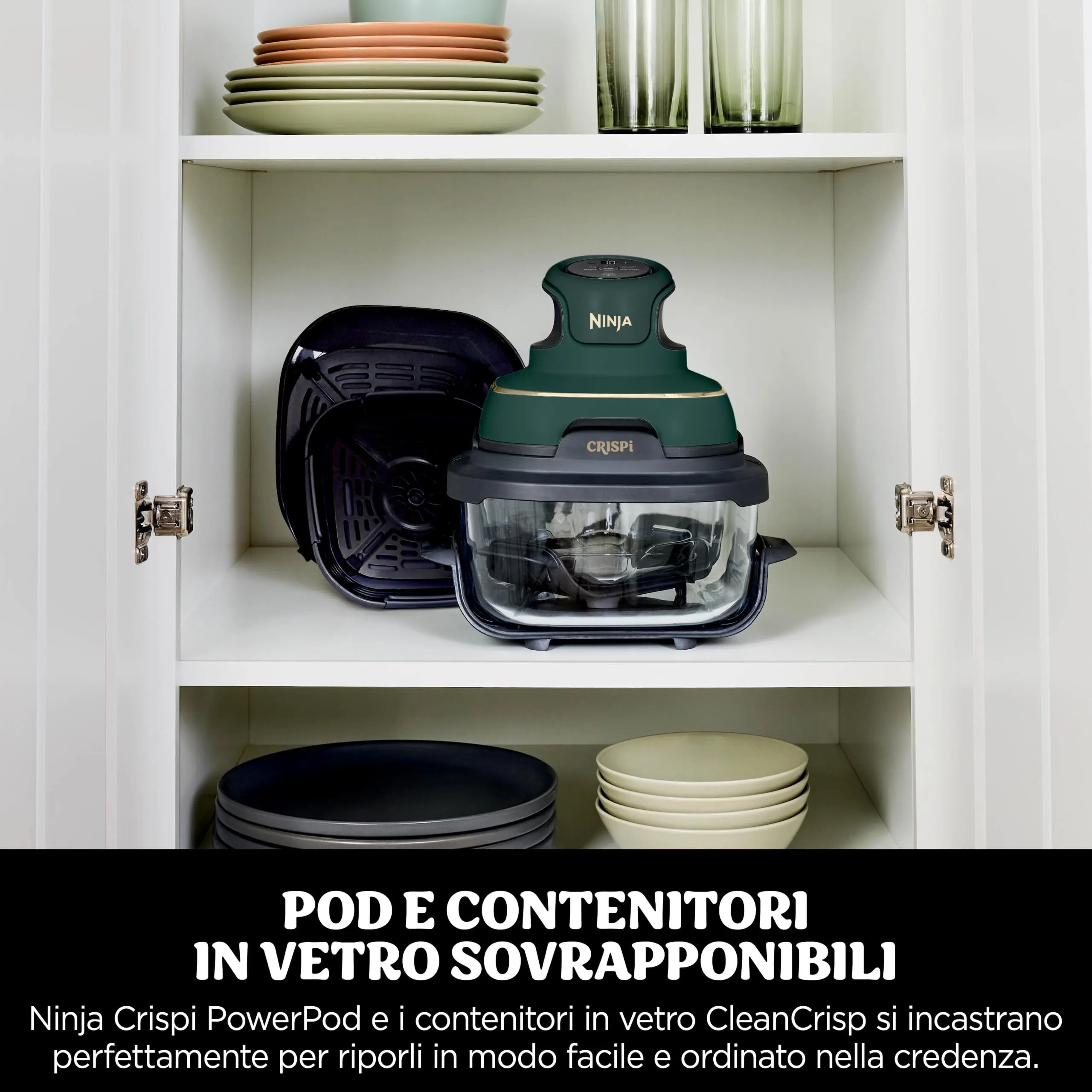 Ninja CRISPi Friggitrice ad aria portatile 4 in 1, 3.8L / 2.3L / 1.4L, 1700W, Verde, FN103EUGN - immagine 14