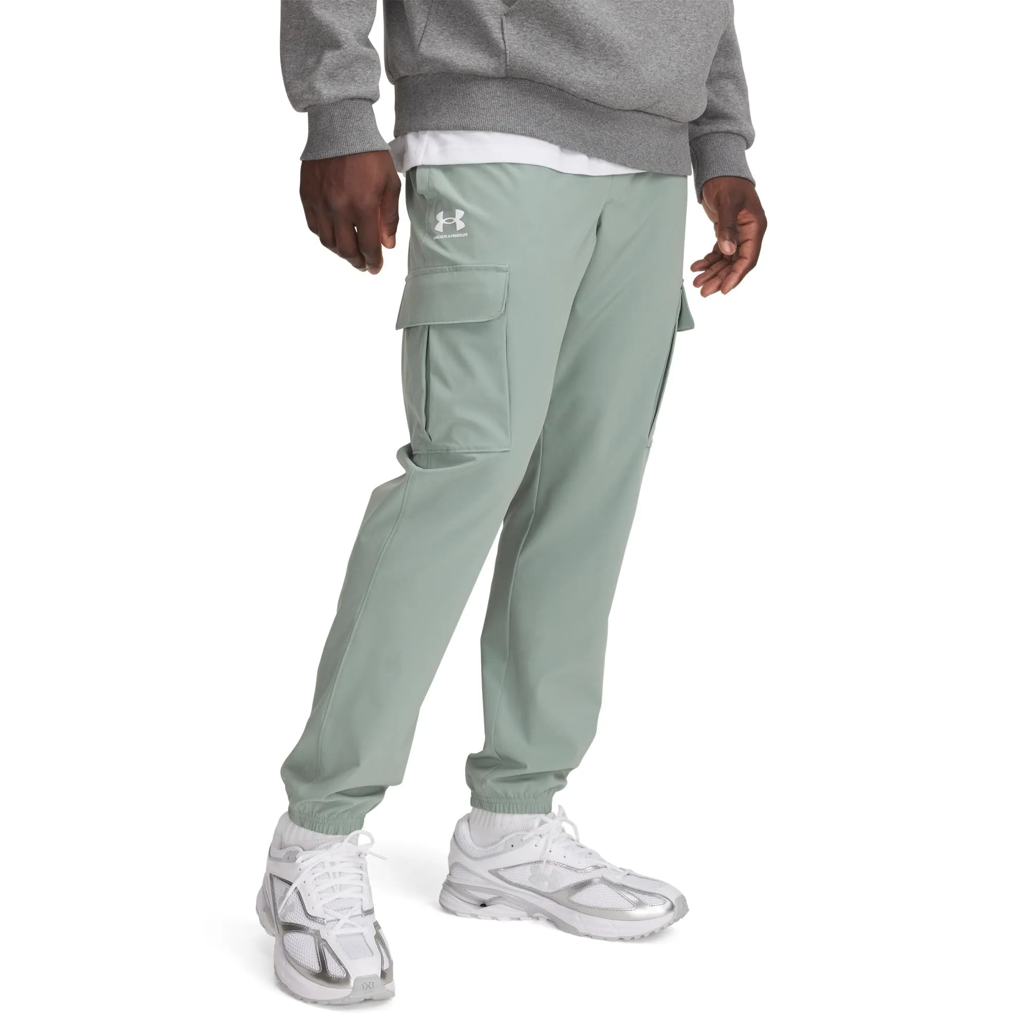 Under Armour Rival Men's Fleece Hoodie - Silice Verde/Bianco - 1386558-348 - immagine 1