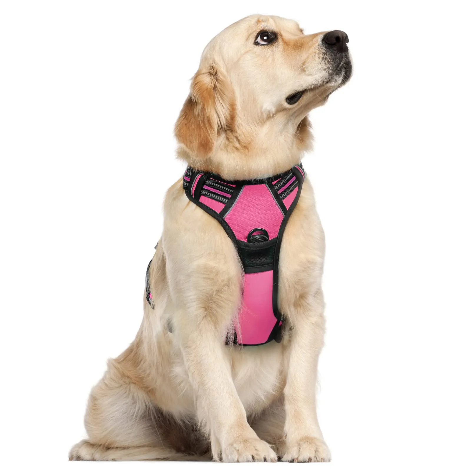 rabbitgoo Pettorina Cane ad H Regolabile, Anti Tiro Riflettente e Traspirante, Rosa Rosso, L - immagine 1