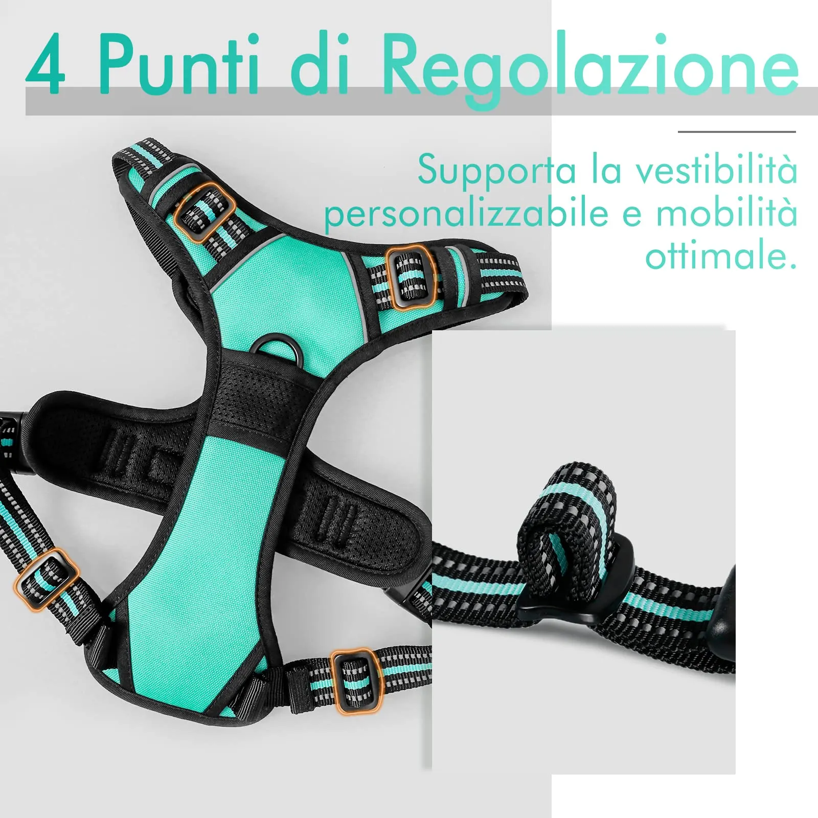 rabbitgoo Pettorina Cane ad h Regolabile Anti Tiro Riflettente, Menta Verde, L - immagine 5