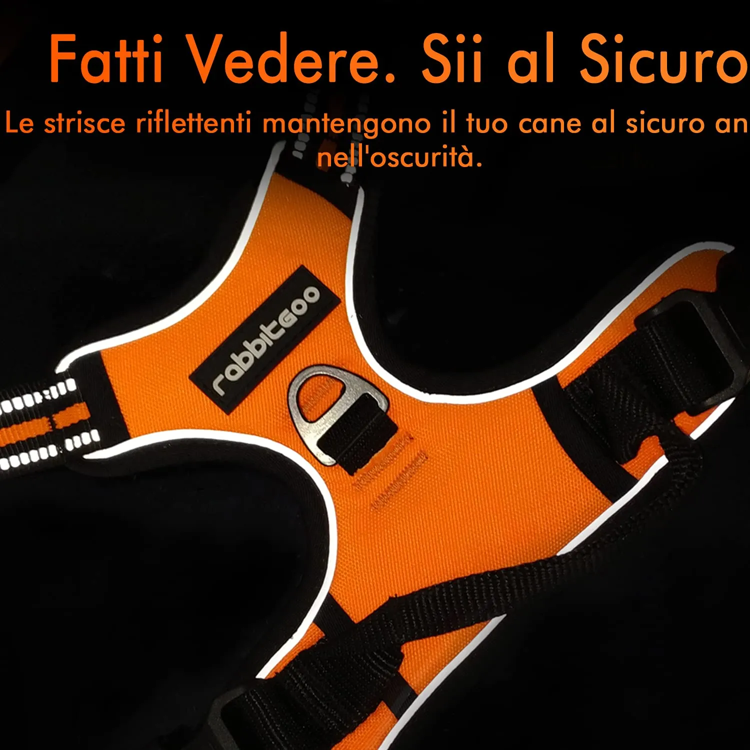rabbitgoo Pettorina Cane ad H Regolabile Anti Tiro Riflettente, Arancio, S - immagine 8