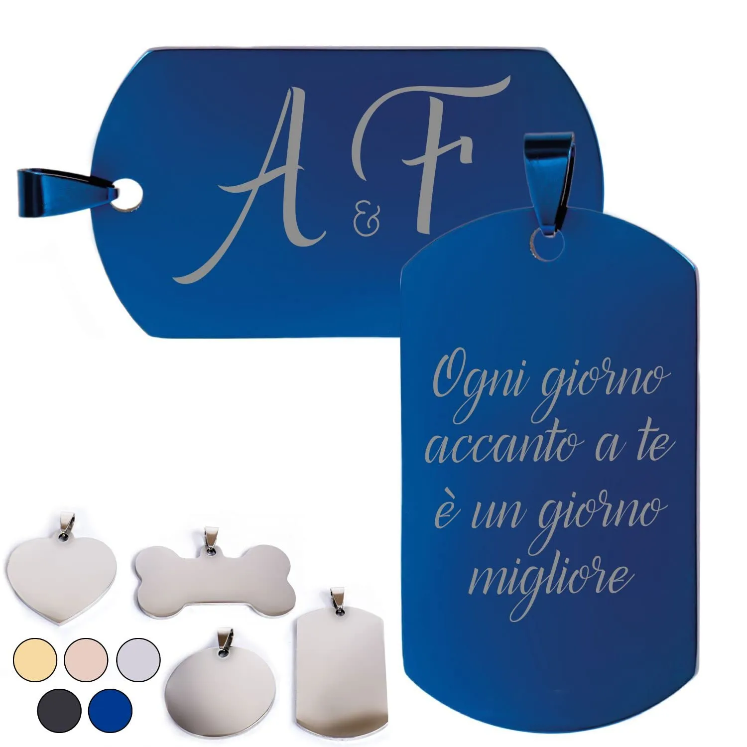 VENEZIANO Targhetta Personalizzata Incisione Laser Classica Blu - immagine 1