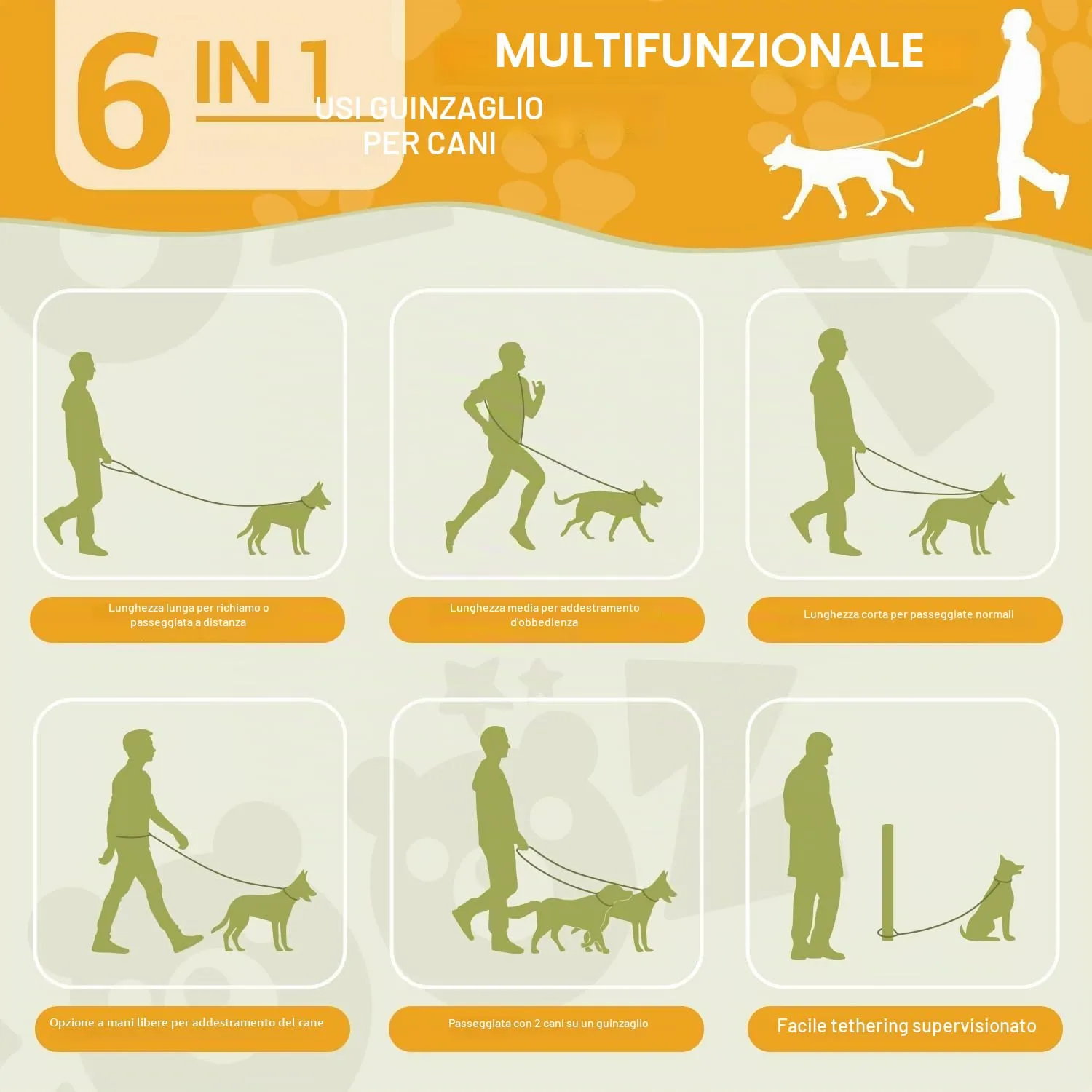 PETCOOZ Guinzaglio per Cani 3 Metri, Lunghina Regolabile Multifunzionale per Uno o Due Cani - immagine 2