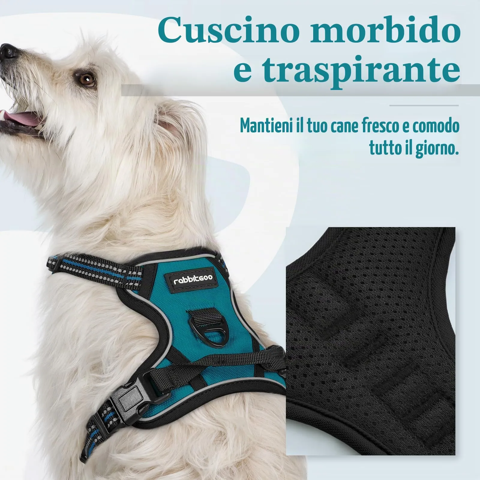 rabbitgoo Pettorina Cane ad h Regolabile Anti Tiro Riflettente, Verde Scuro, XS - immagine 3