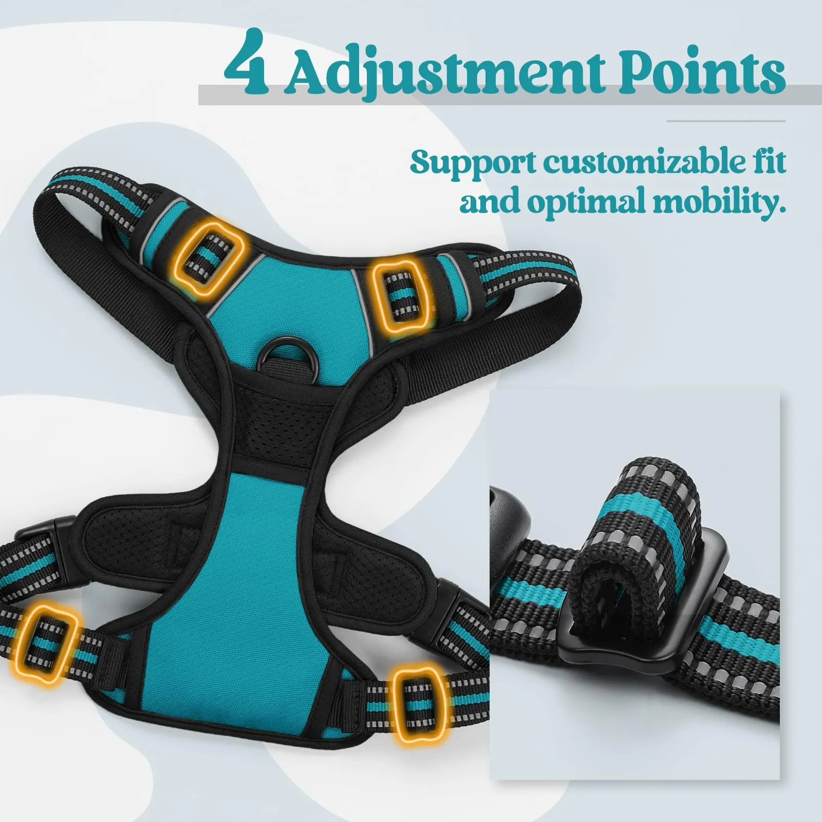 rabbitgoo Pettorina Cane ad h Regolabile Anti Tiro Riflettente, Blu Pavone, S - immagine 5