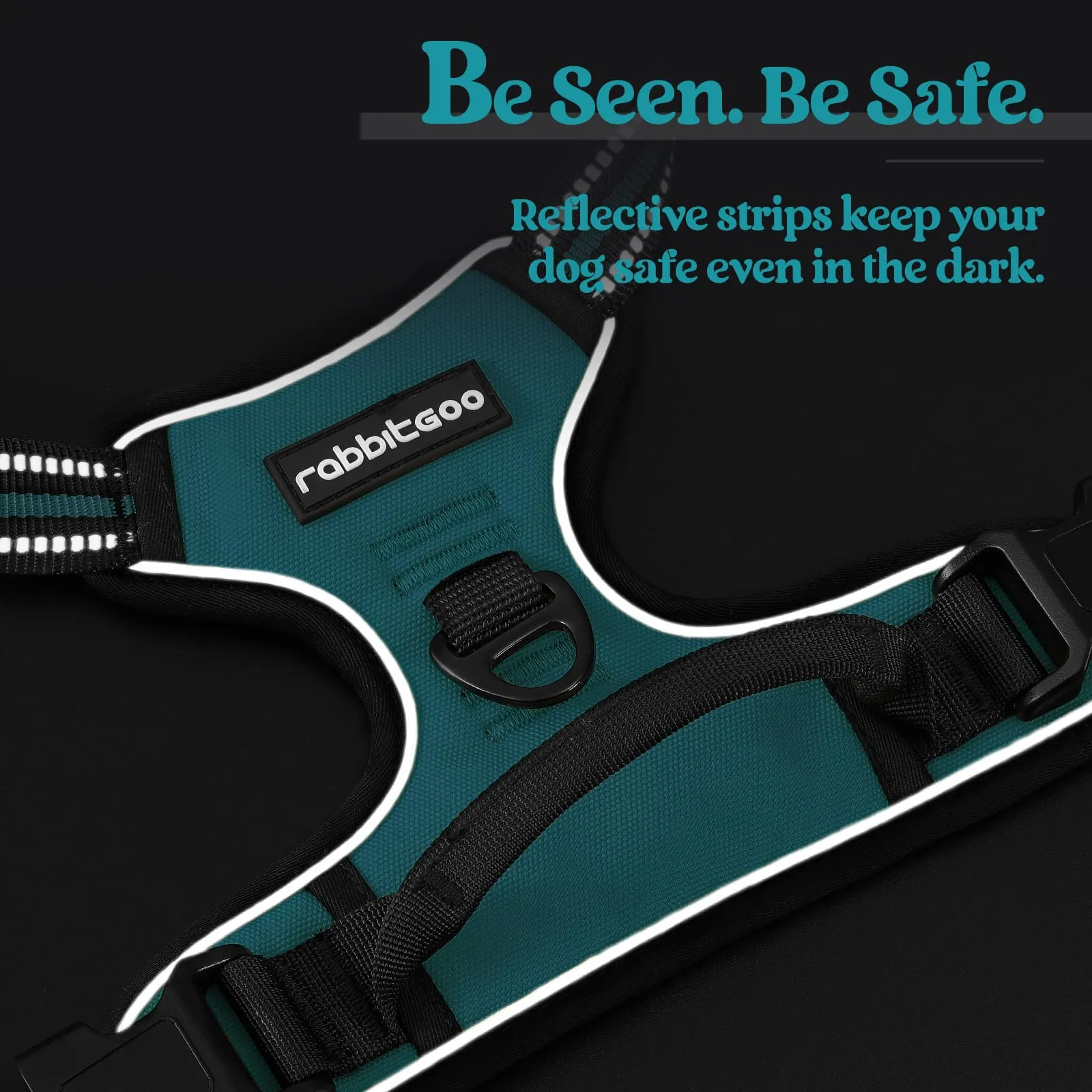 rabbitgoo Pettorina Cane ad h Regolabile Anti Tiro Riflettente, Blu Pavone, S - immagine 8