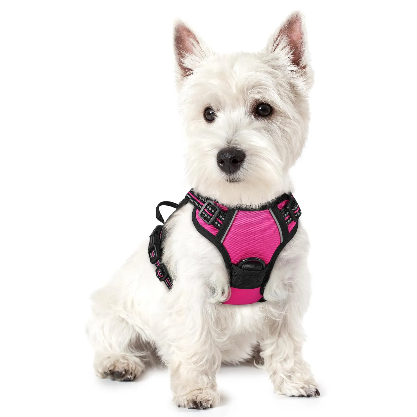 rabbitgoo Pettorina Cane ad H Regolabile Anti Tiro Riflettente, Rosa Rosso, XS - immagine 1