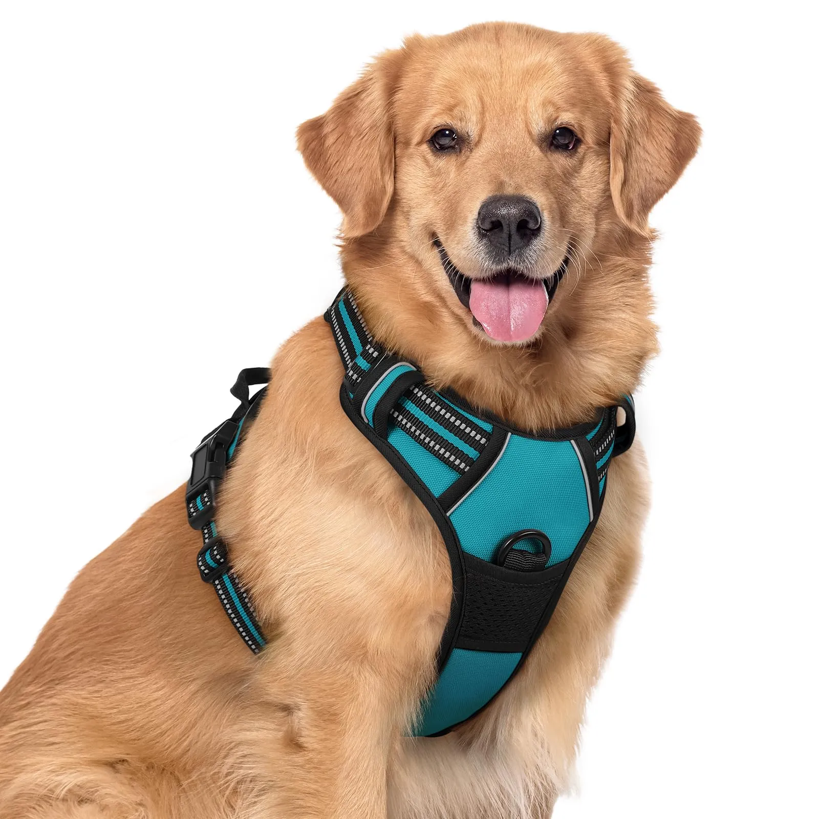 rabbitgoo Pettorina Cane ad H Regolabile Anti Tiro Riflettente, Blu Pavone, XL - immagine 1