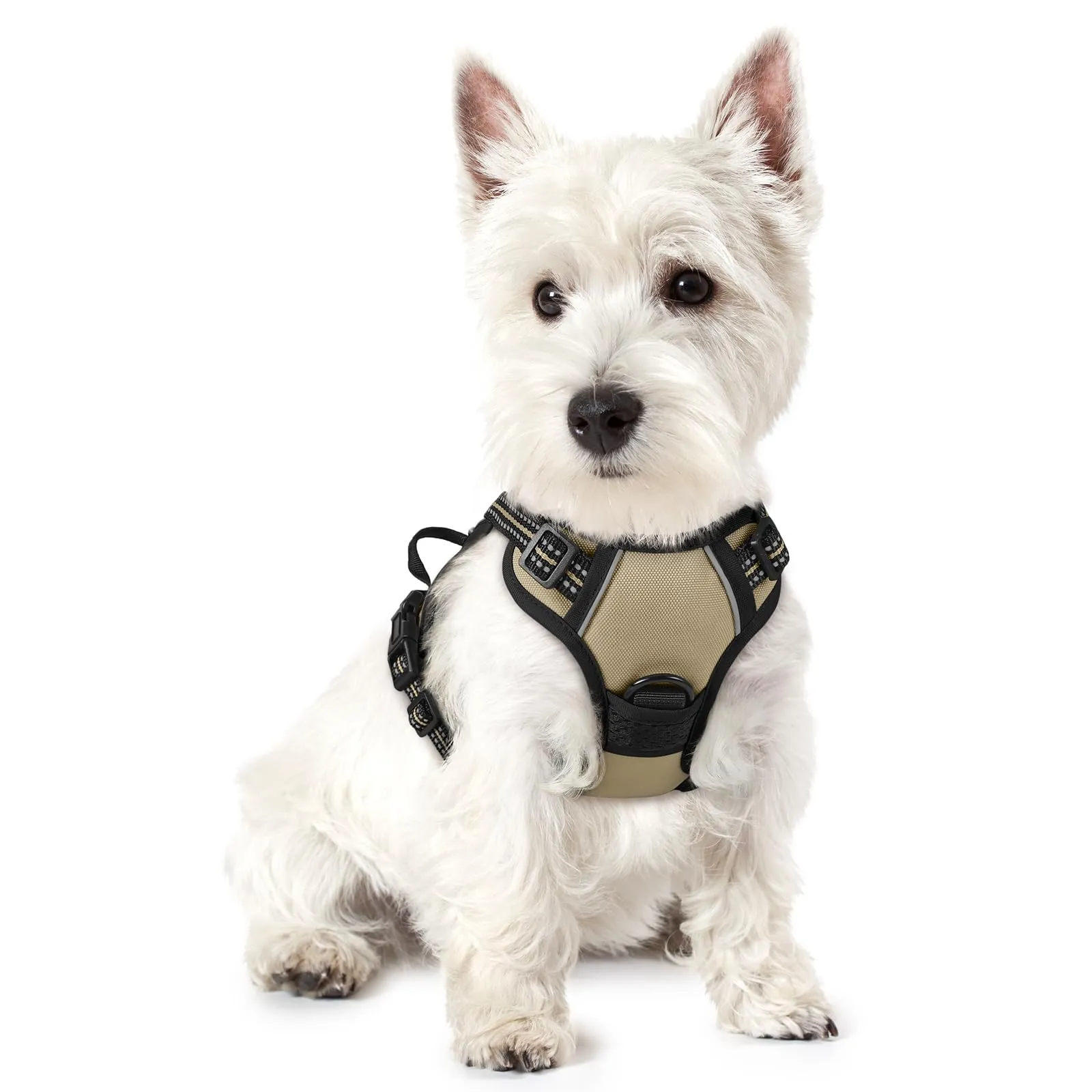 rabbitgoo Pettorina Cane ad H Regolabile, Anti Tiro Riflettente e Traspirante, Cachi, XS - immagine 1