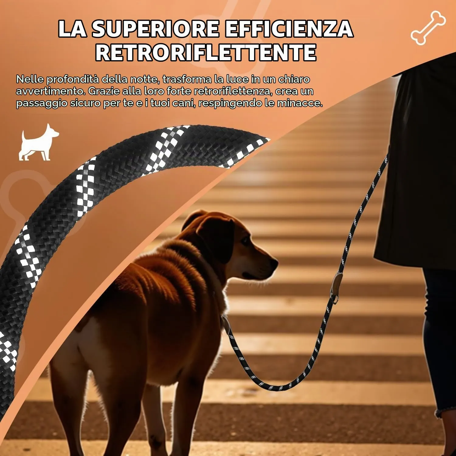 PETCOOZ Guinzaglio Doppio per Cani, 3M Regolabile, Riflettente, Nero e Bianco - immagine 7