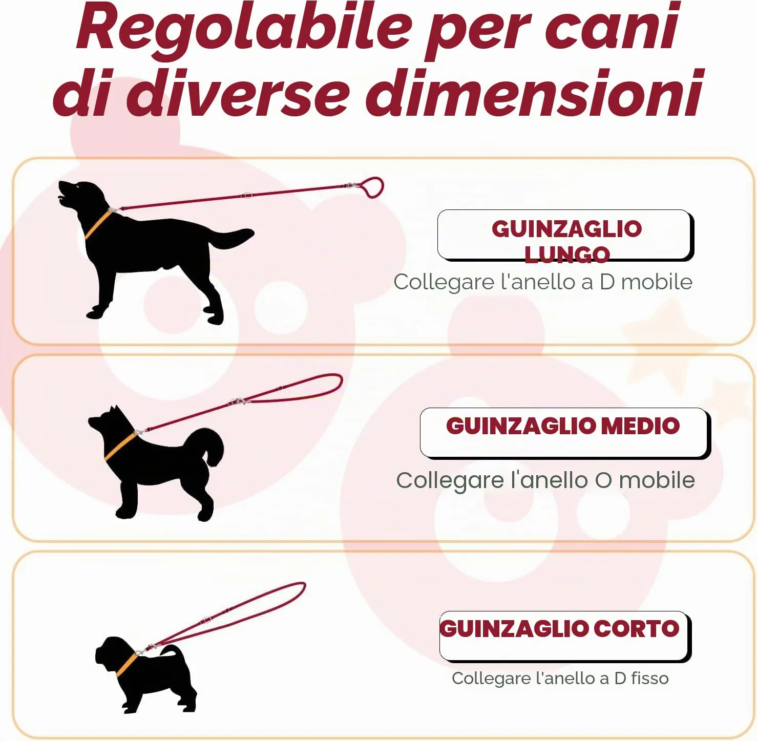 PETCOOZ Guinzaglio Addestramento per Cani 3M Regolabile Multifunzionale, Bordeaux - immagine 6