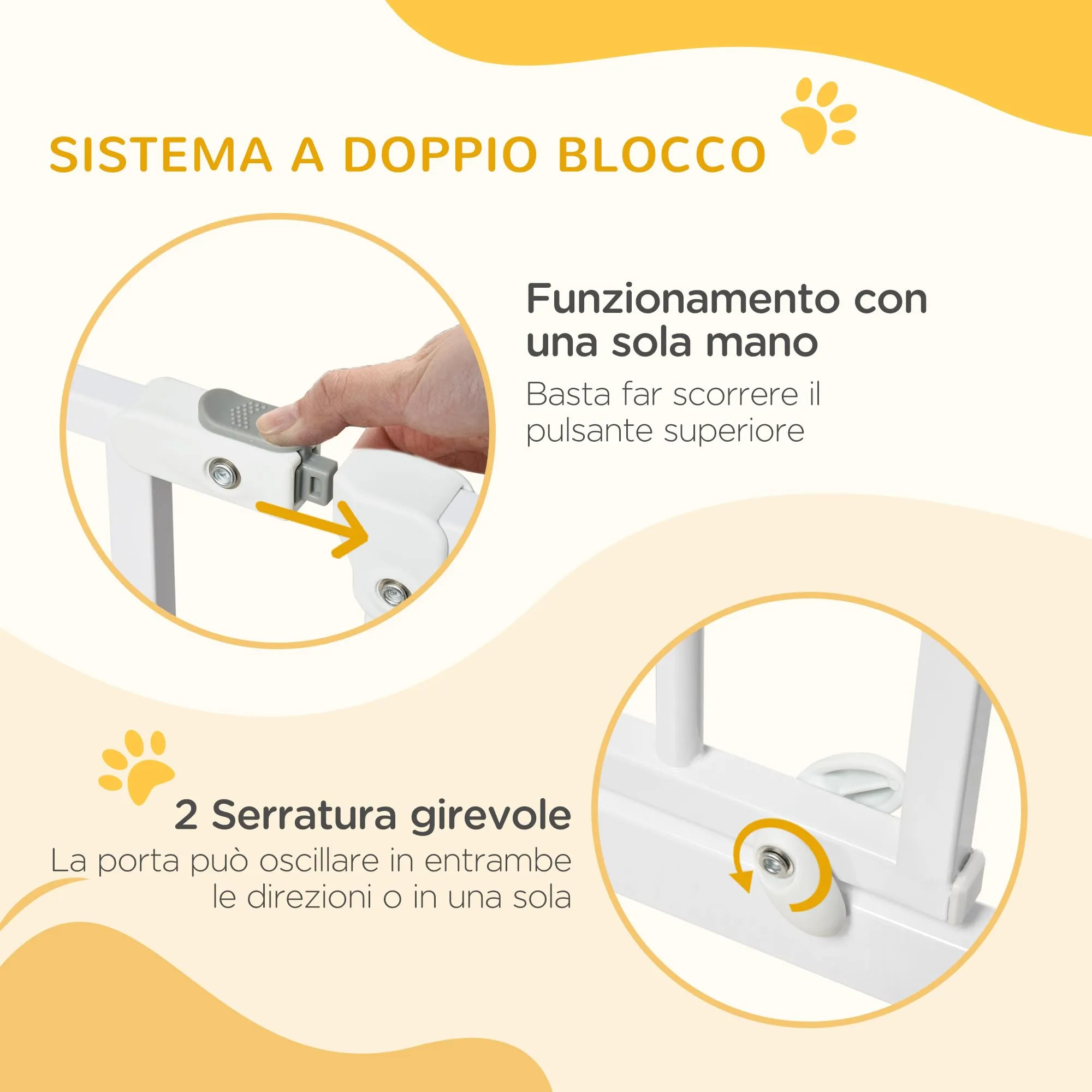 PawHut Cancelletto di Sicurezza per Cani Estensibile 75-145x76 cm, Bianco - immagine 4