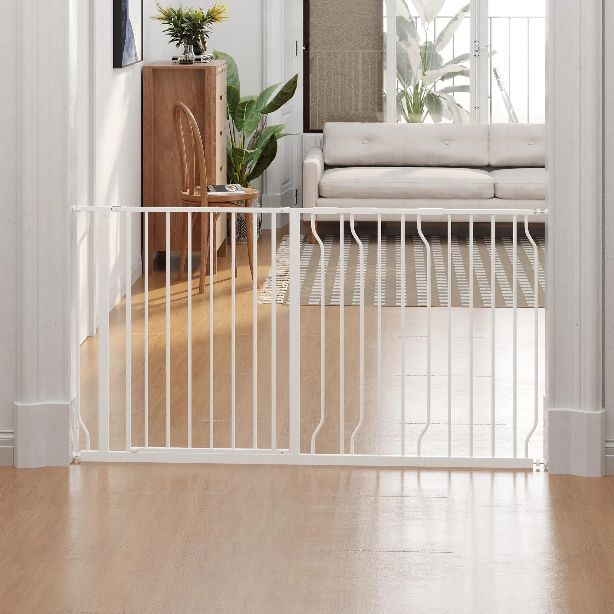 PawHut Cancelletto di Sicurezza per Cani Estensibile 75-145x76 cm, Bianco - immagine 7