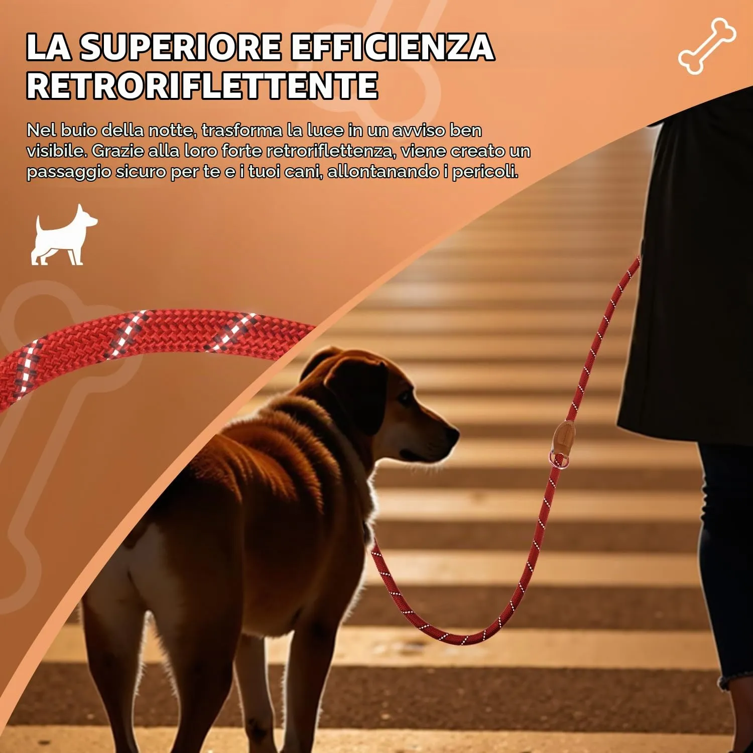 PETCOOZ Guinzaglio Doppio per Cani, 3M Regolabile e Riflettente, Rosso Scuro - immagine 4